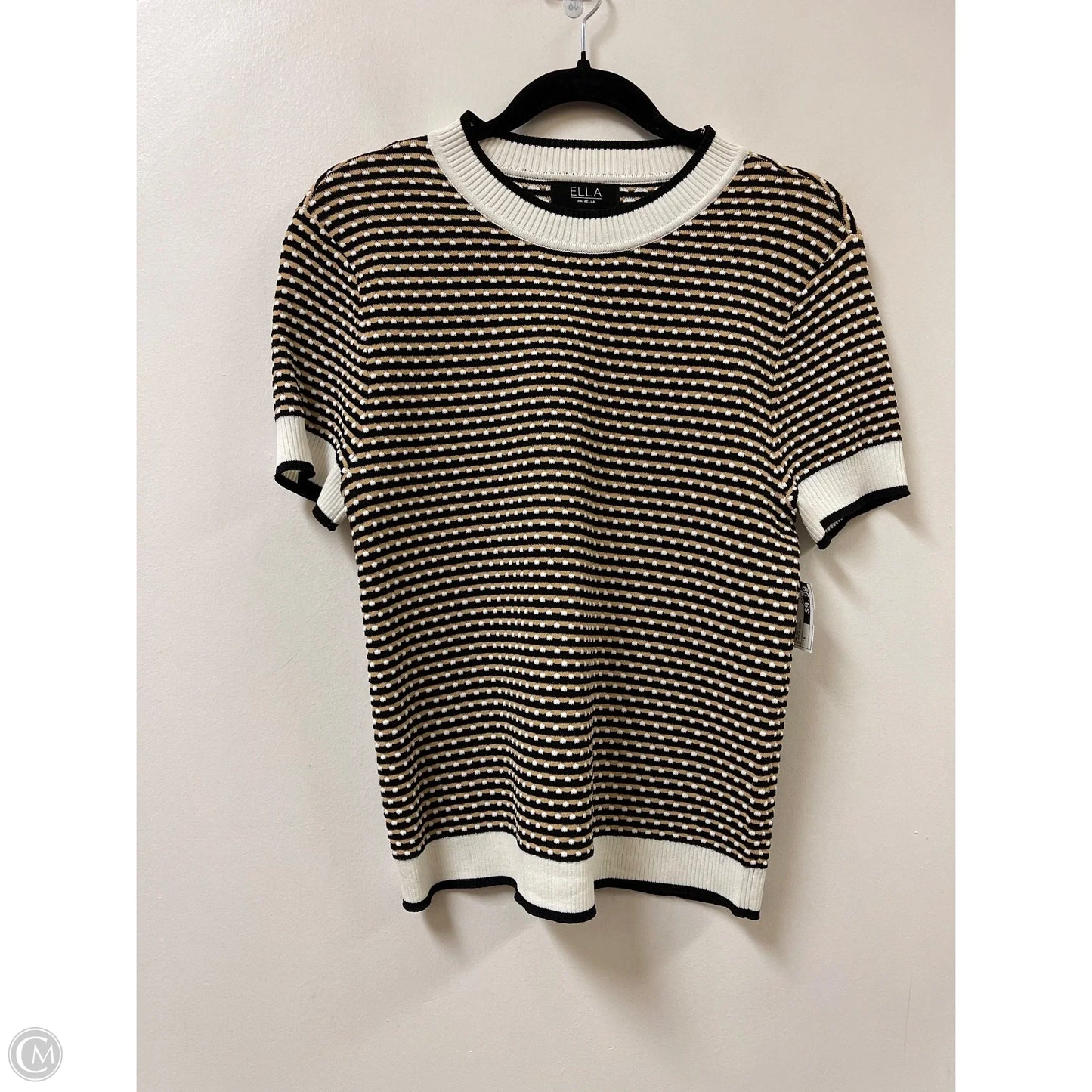 Top Short Sleeve By Rafaella In Black & Cream, Size: S