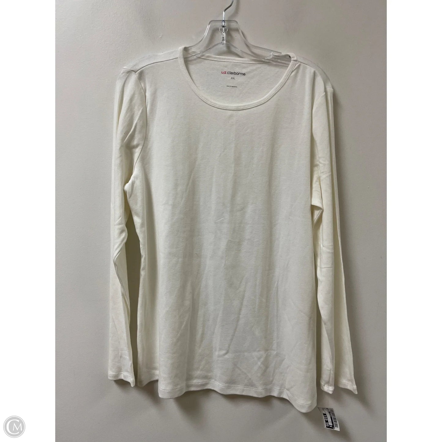 Top Long Sleeve By Liz Claiborne In White, Size: 1x