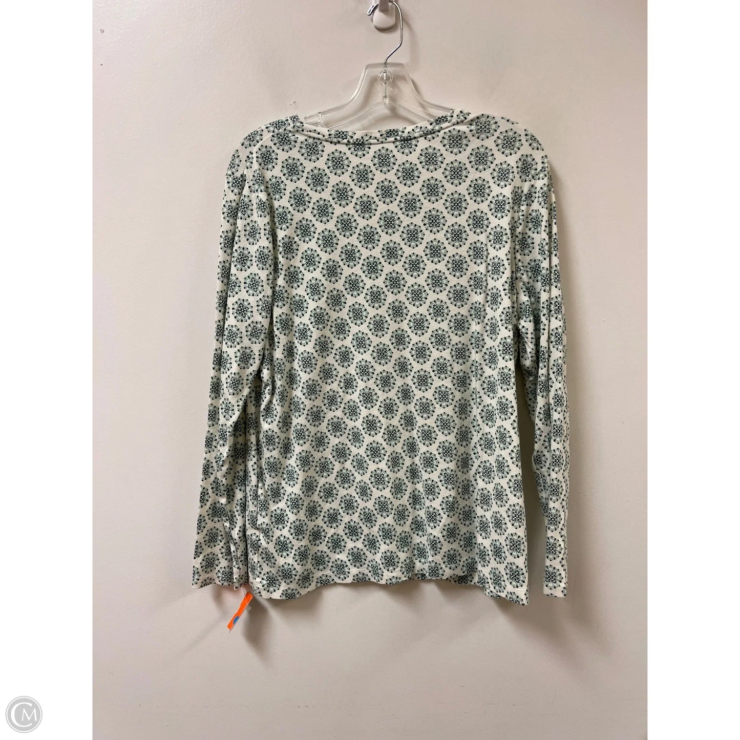 Top Long Sleeve By Croft And Barrow In Green & White, Size: 1x