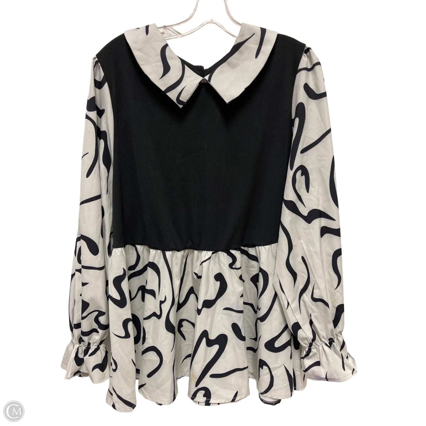 Top Long Sleeve By Shein In Black & Grey, Size: 4x