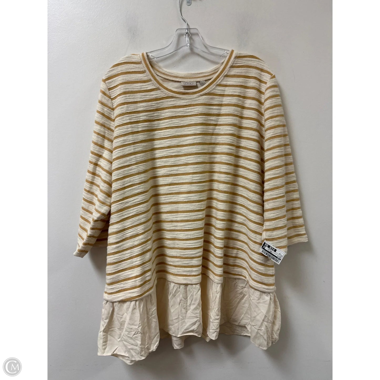 Top Long Sleeve By Logo In Cream & Yellow, Size: 2x