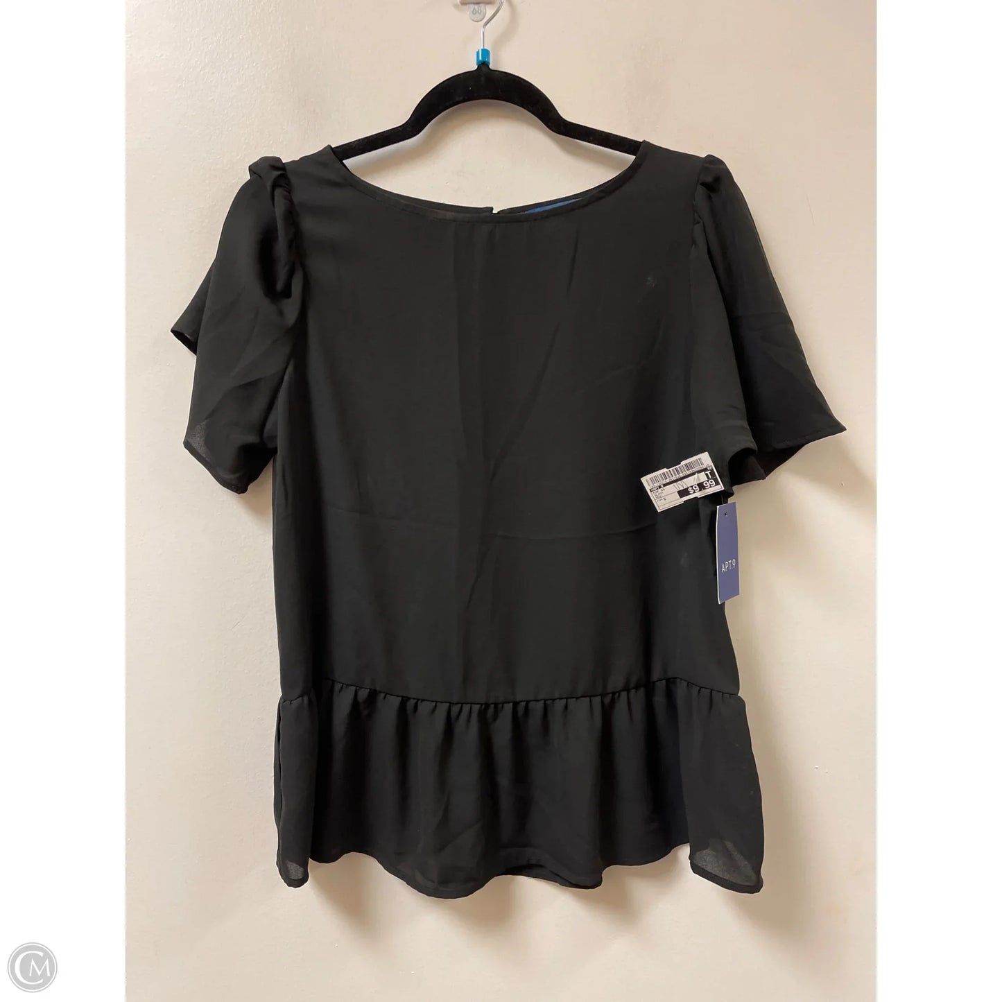 Top Short Sleeve By Apt 9 In Black, Size: S