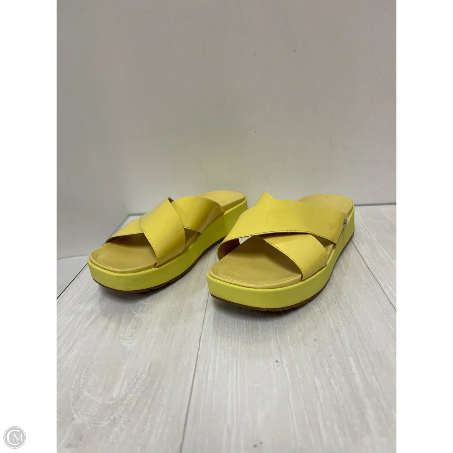 Sandals Designer By Ugg In Yellow, Size: 8
