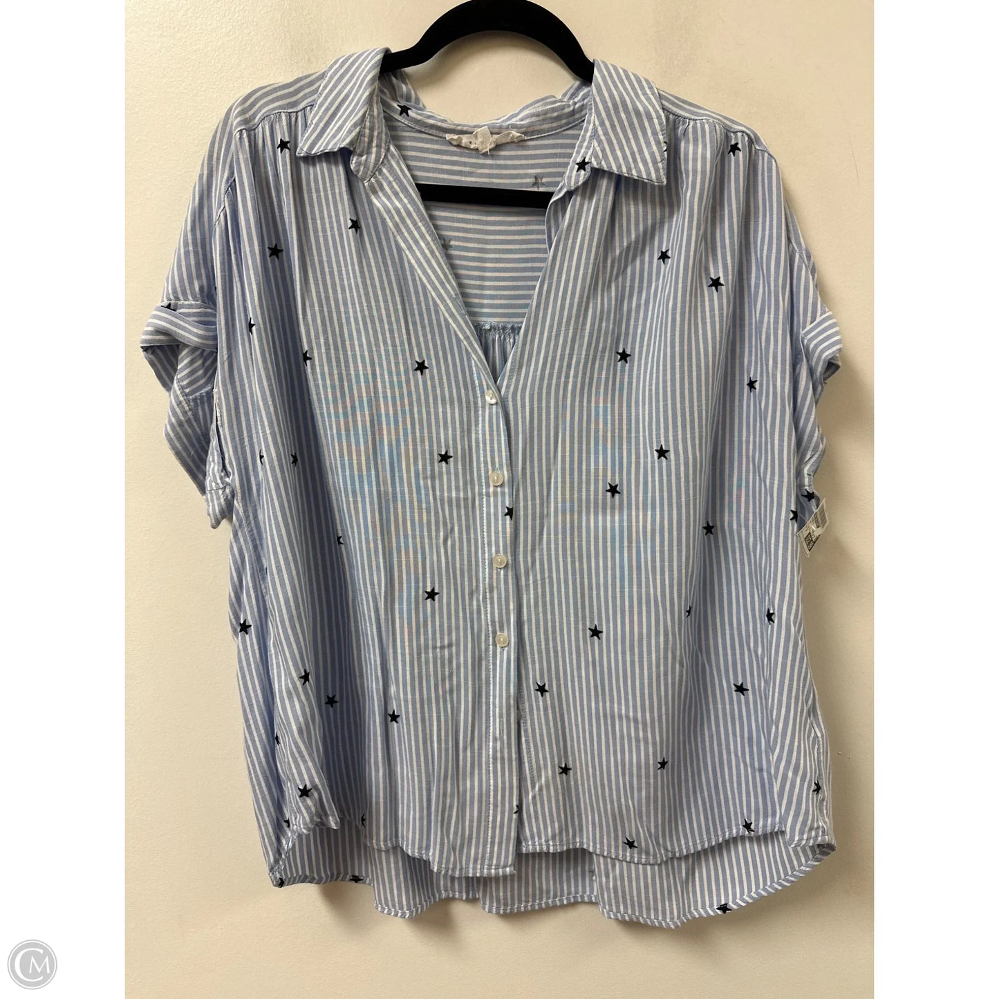 Blouse Short Sleeve By Jane And Delancey In Blue, Size: 1x