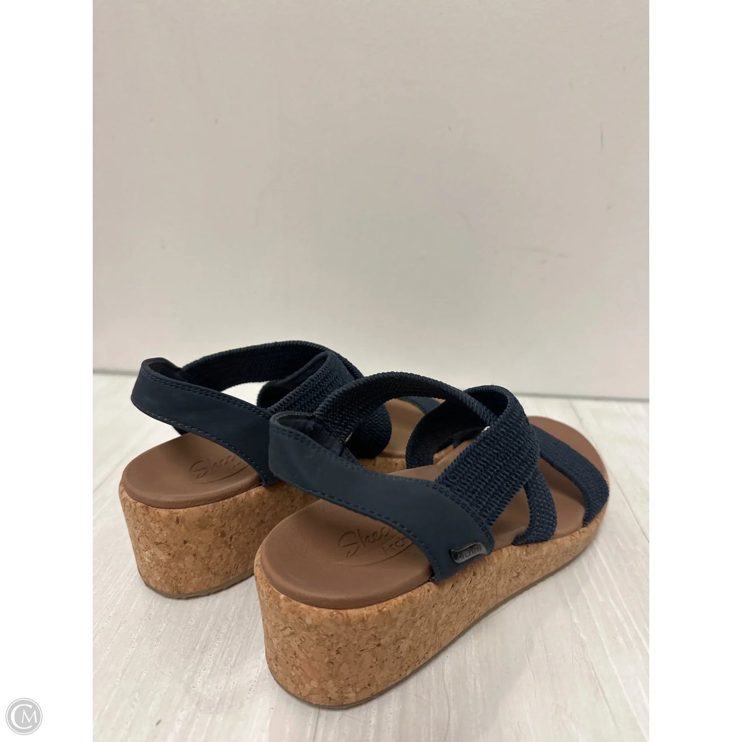 Sandals Heels Wedge By Skechers In Blue, Size: 9