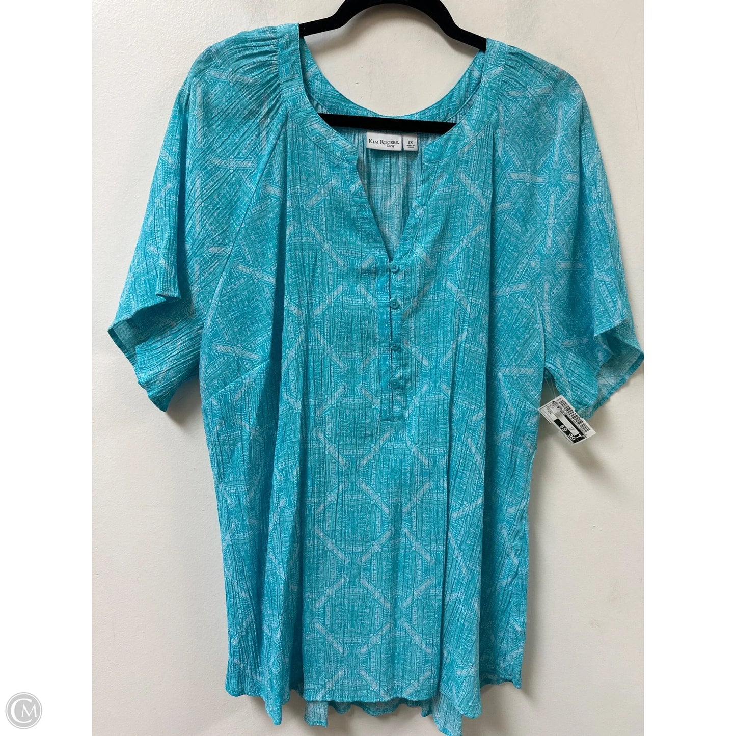 Top Short Sleeve By Kim Rogers In Blue, Size: 2x