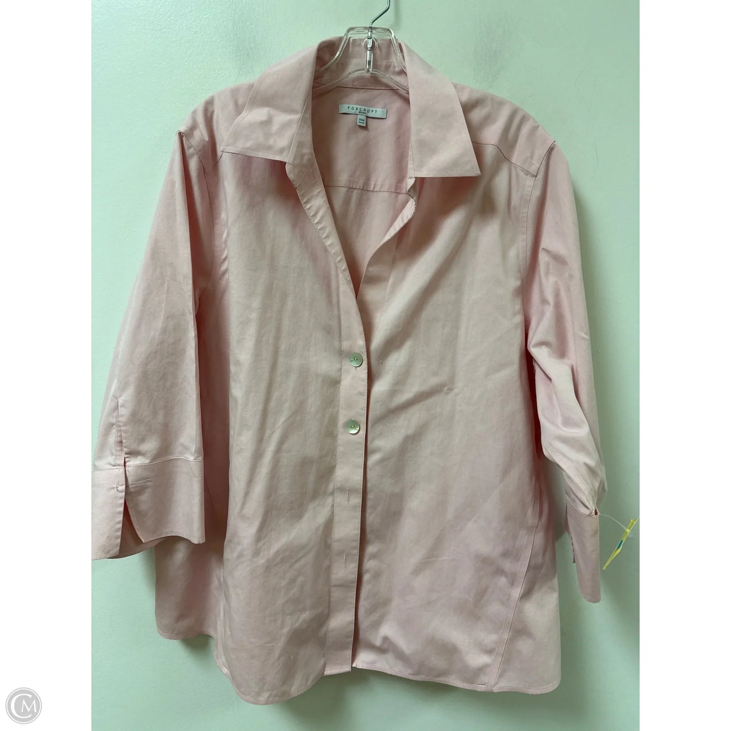 Blouse Long Sleeve By Foxcroft In Pink, Size: 2x