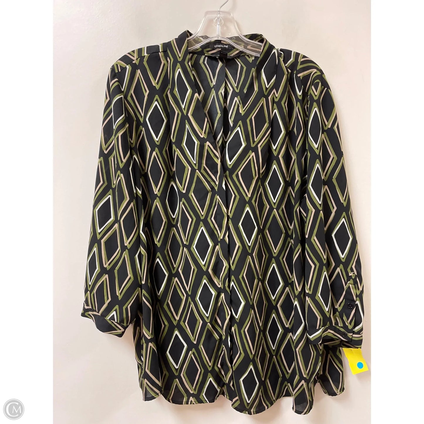 Blouse Long Sleeve By Investments In Multi-colored, Size: 1x