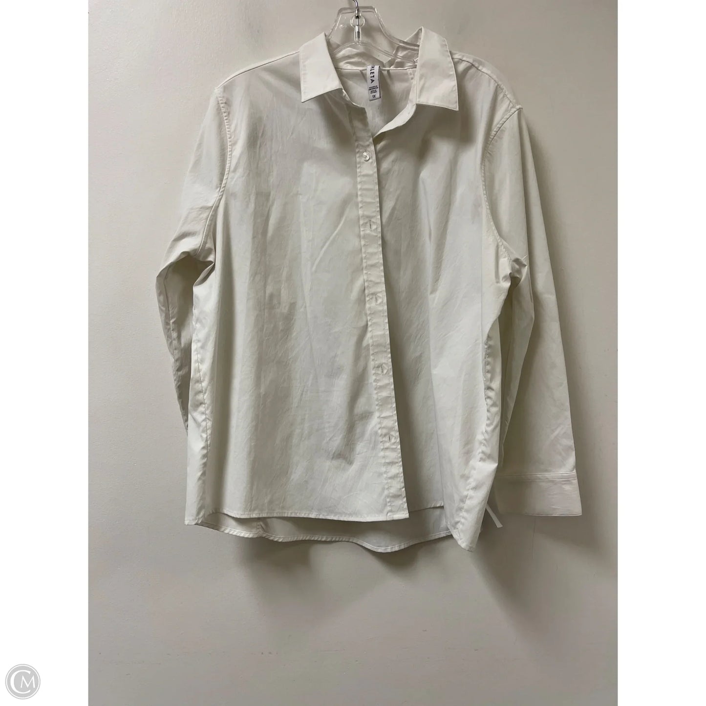 Blouse Long Sleeve By Athleta In White, Size: 1x