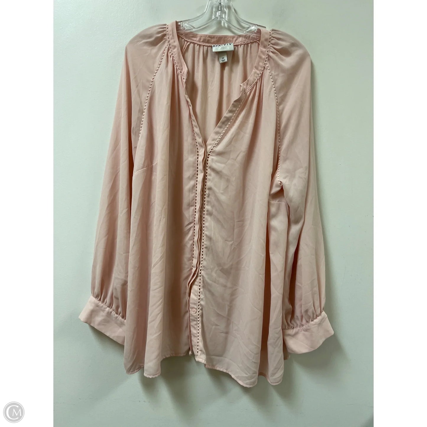 Top Long Sleeve By Ava & Viv In Pink, Size: 3x