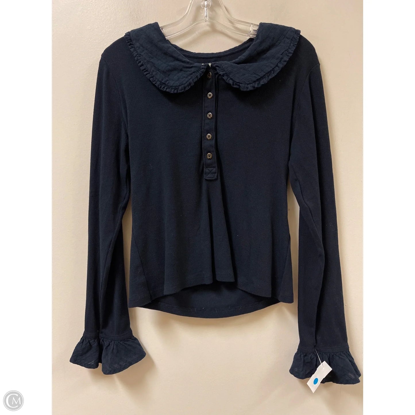 Top Long Sleeve By Pilcro In Navy, Size: L