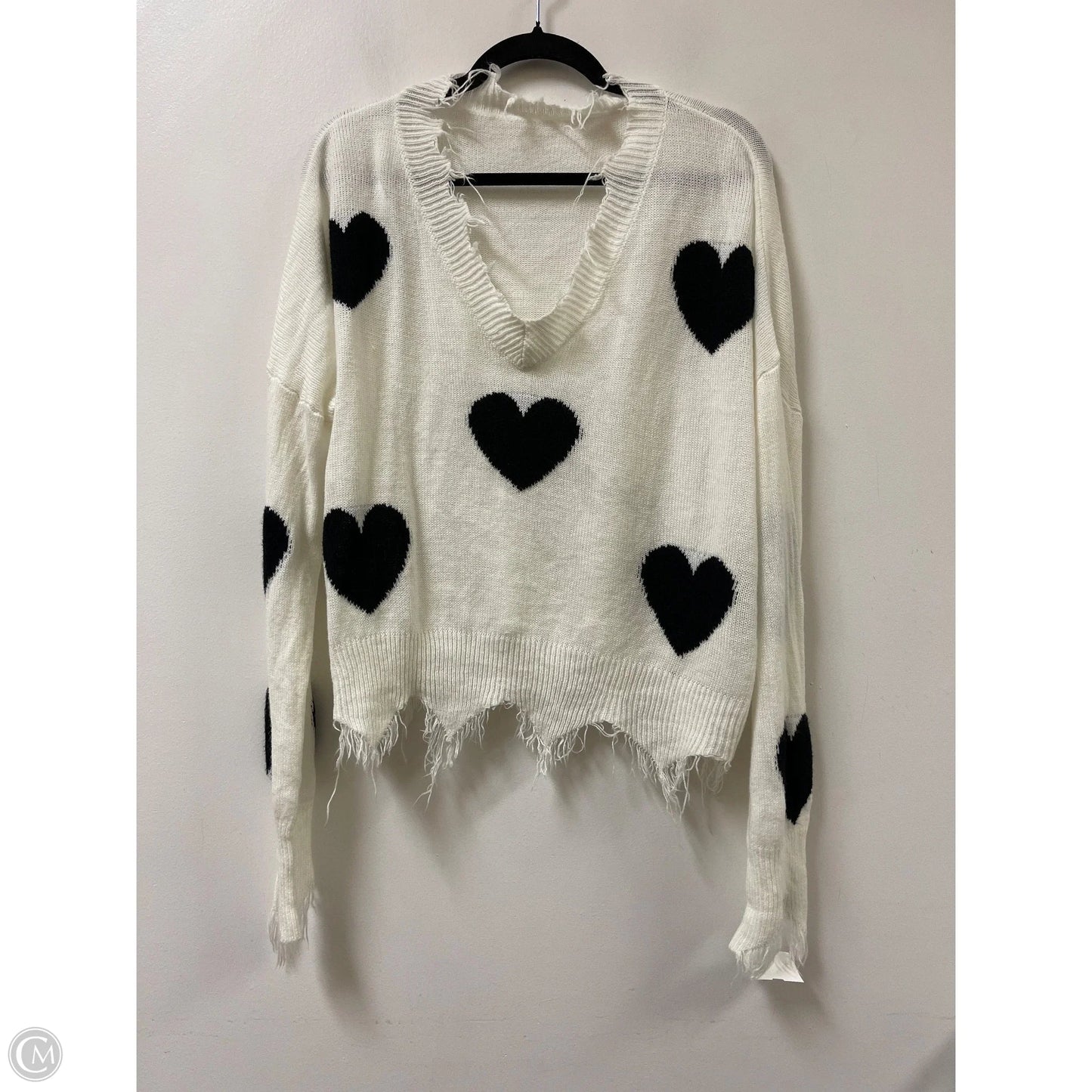 Sweater By Clothes Mentor In Black & White, Size: M