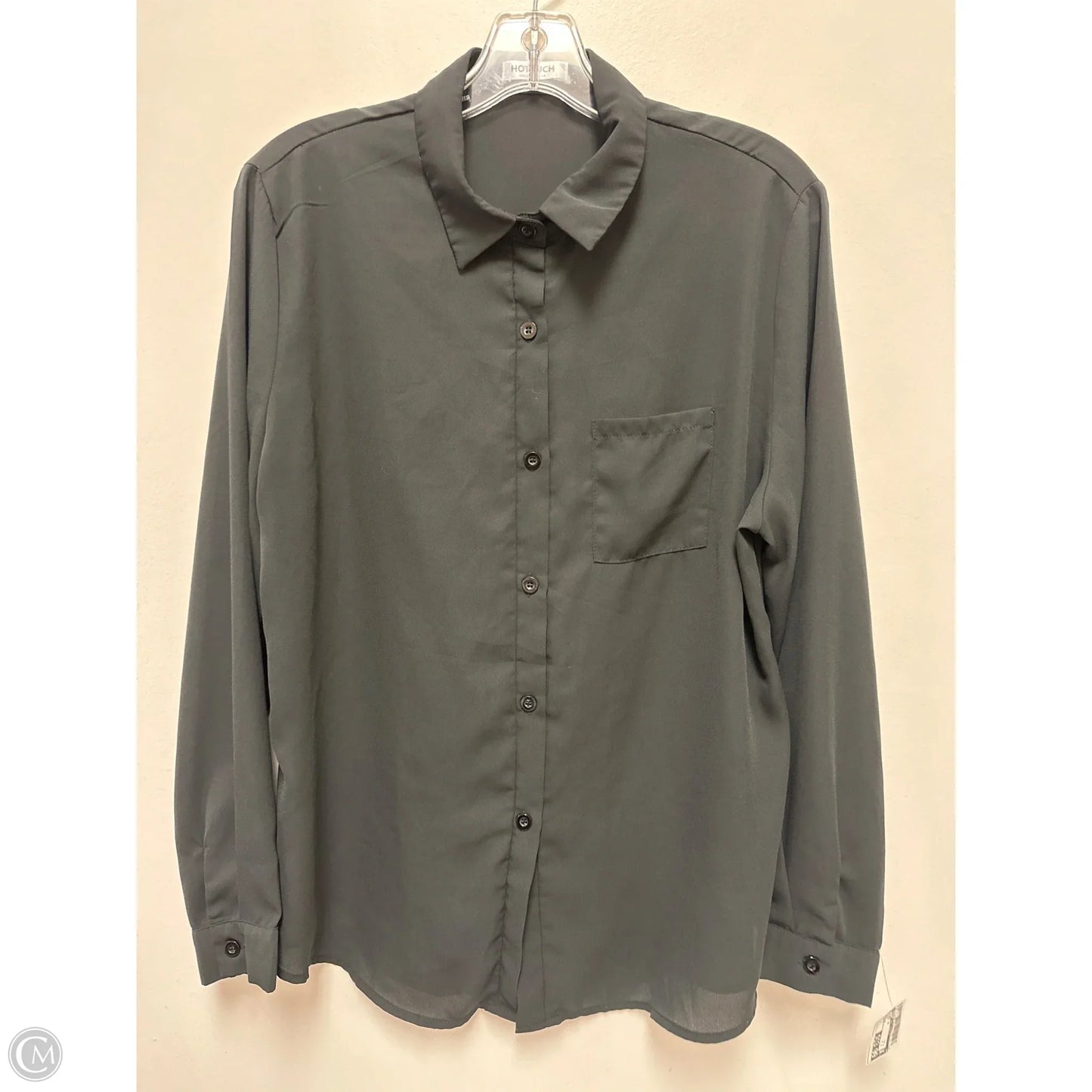 Blouse Long Sleeve By Clothes Mentor In Black, Size: L