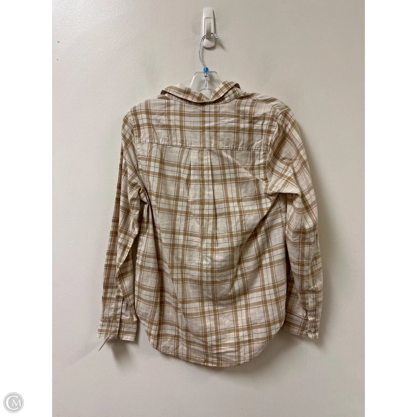 Blouse Long Sleeve By Old Navy In Brown & Cream, Size: S