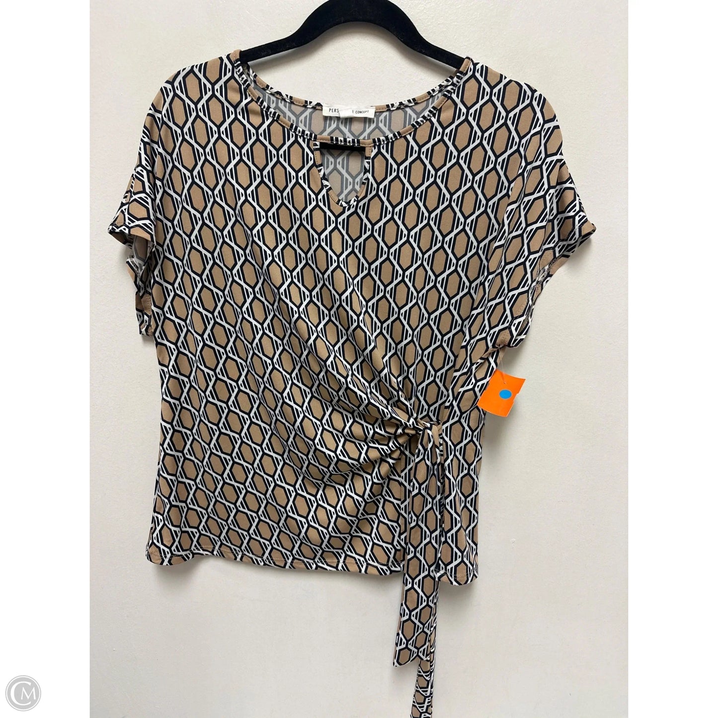 Top Short Sleeve By Perseption Concept In Tan, Size: M