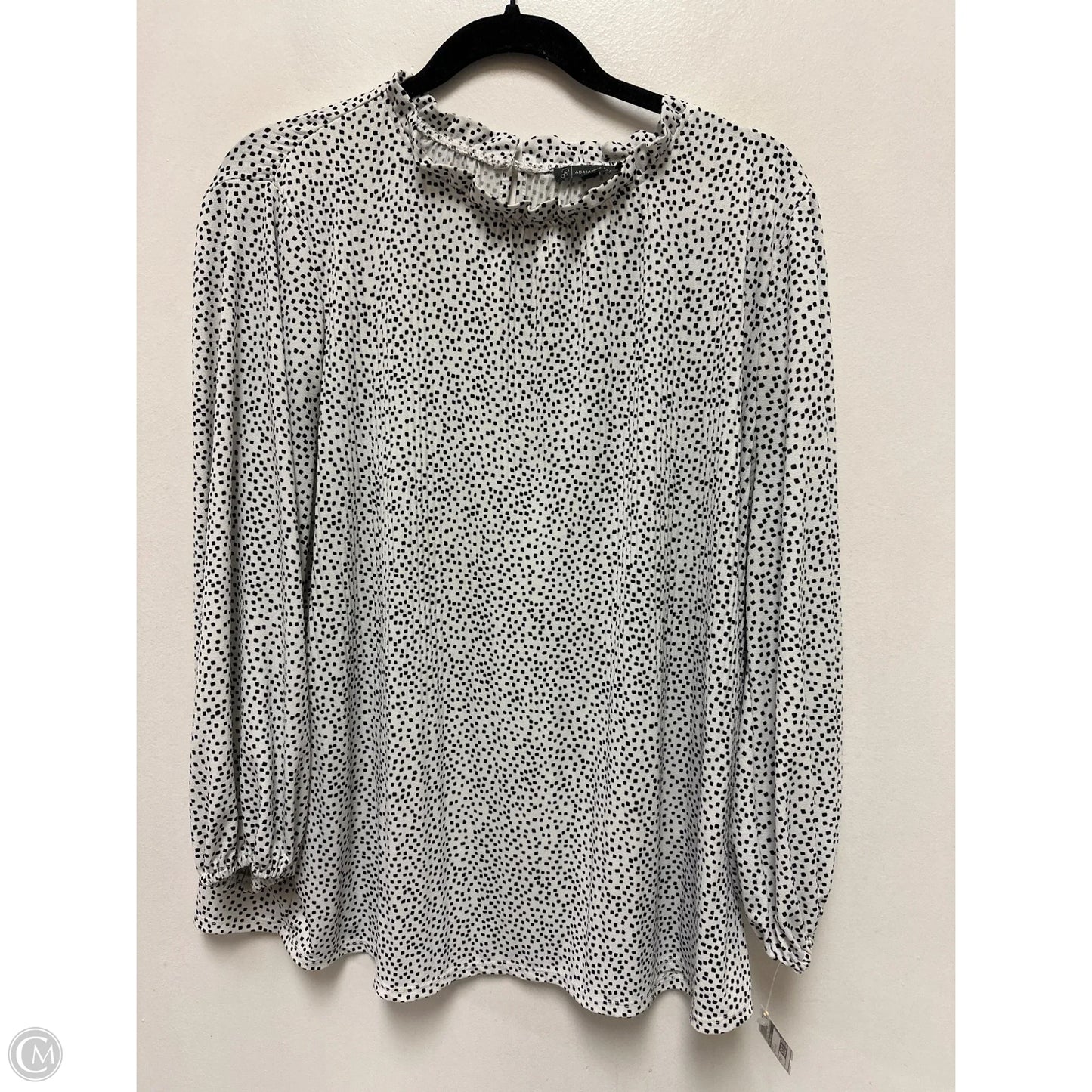 Top Long Sleeve By Adrianna Papell In Black & White, Size: Xl