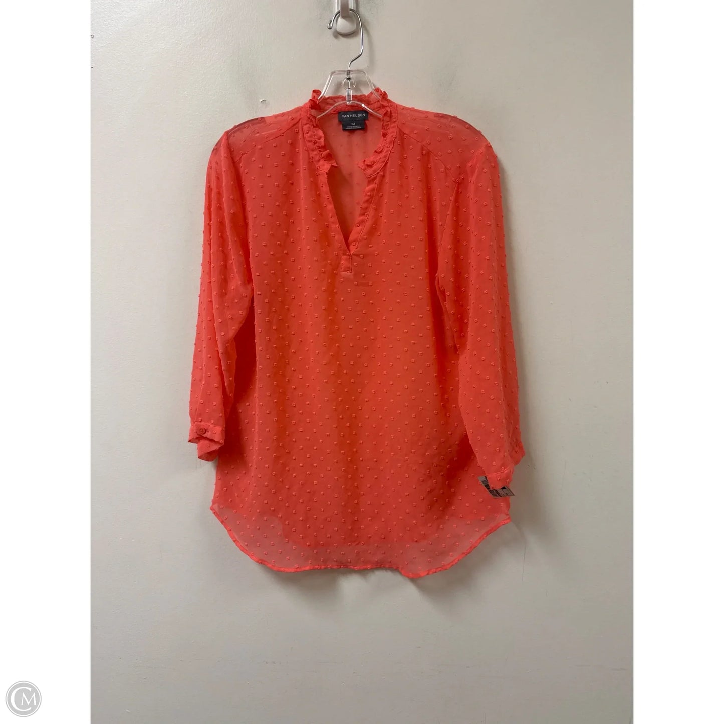 Top Long Sleeve By Van Heusen In Pink, Size: M