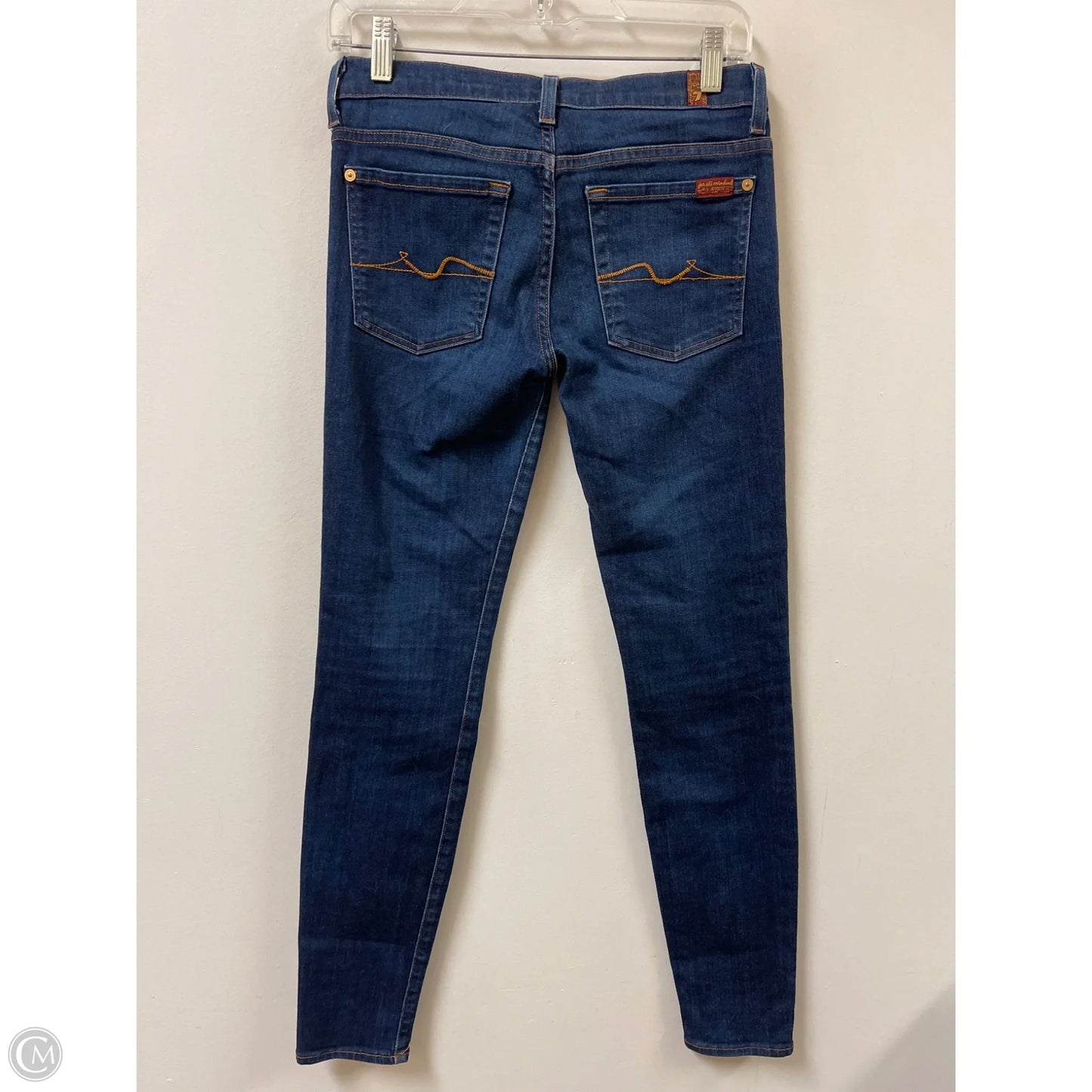 Jeans Skinny By 7 For All Mankind In Blue Denim, Size: 4