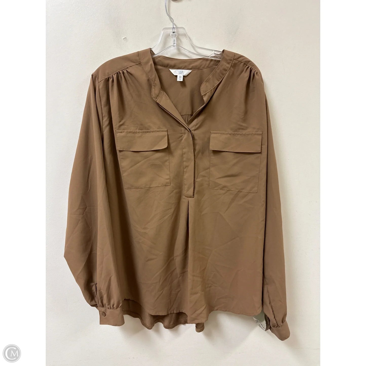 Top Long Sleeve By Time And Tru In Brown, Size: 2x