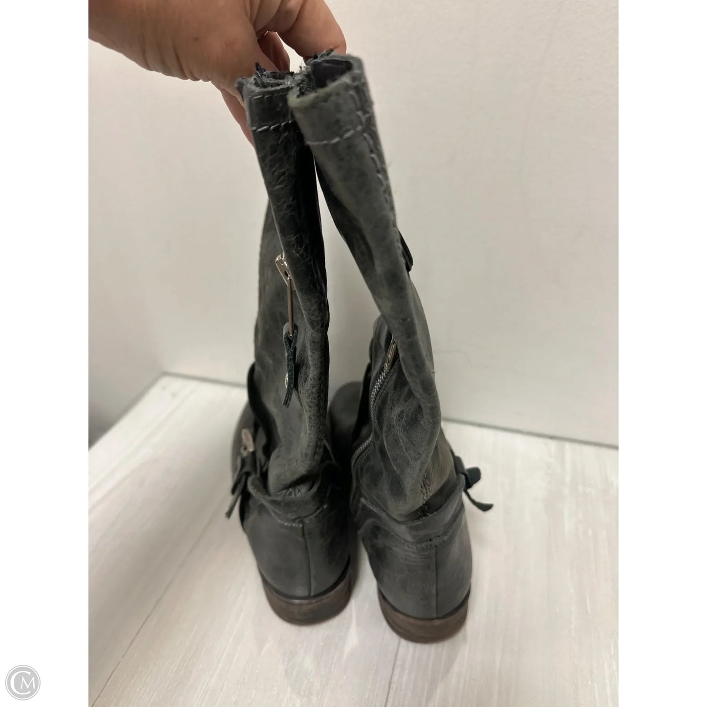 Boots Mid-calf Heels By Bed Stu In Grey, Size: 7