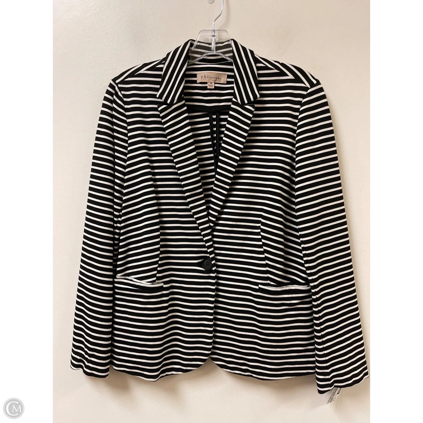 Blazer By Philosophy In Striped Pattern, Size: M