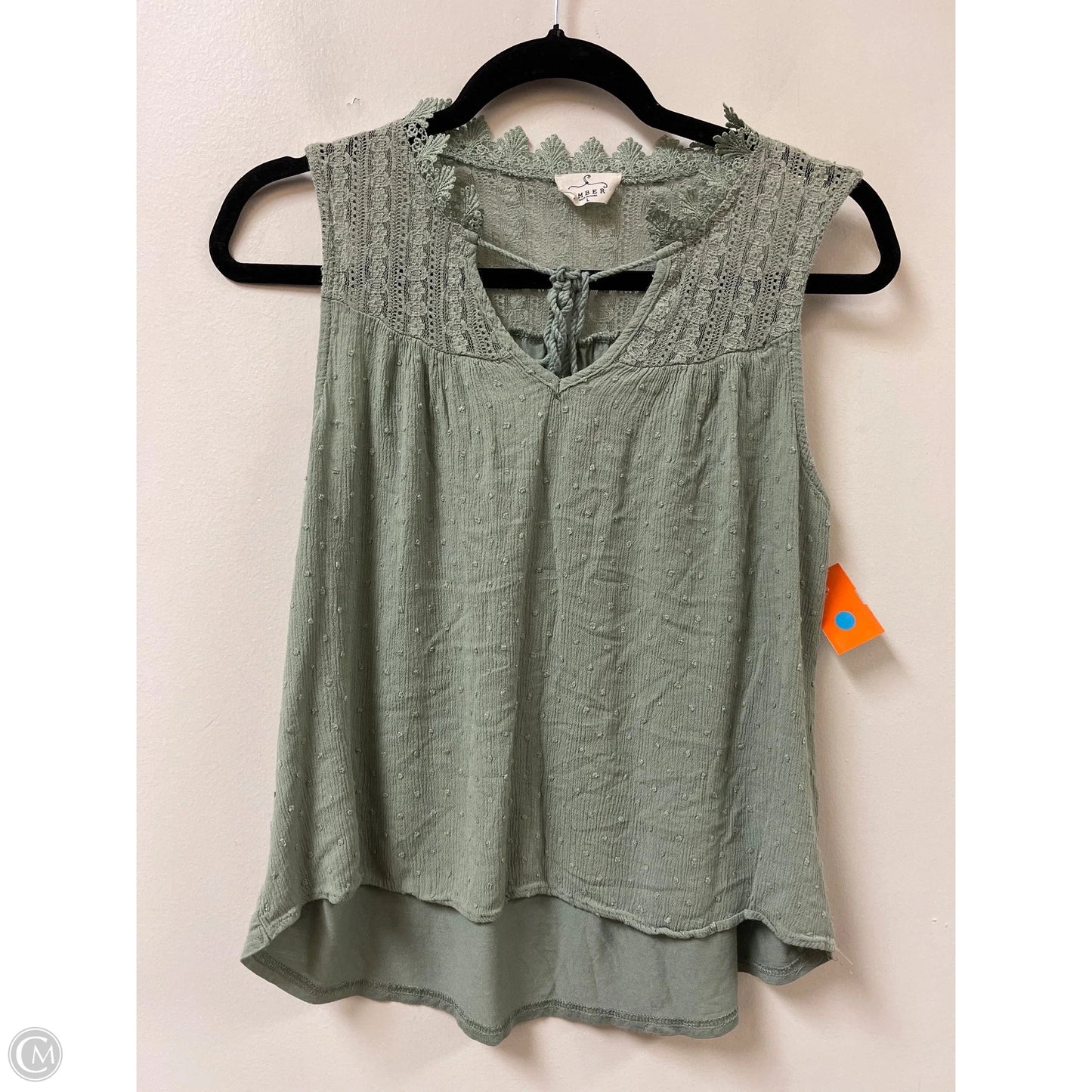 Top Sleeveless By Ember In Green, Size: L