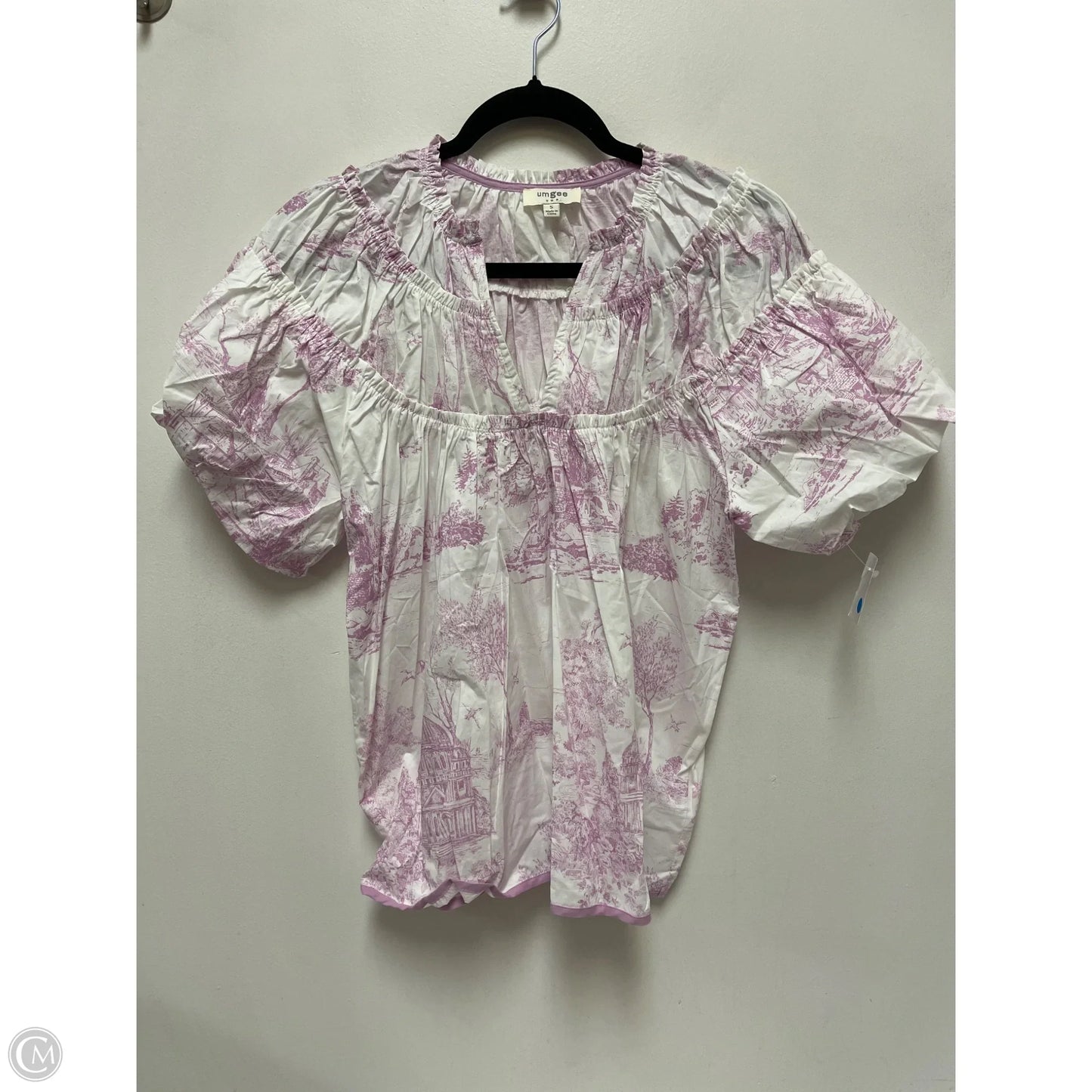 Top Short Sleeve By Umgee In Purple & White, Size: S