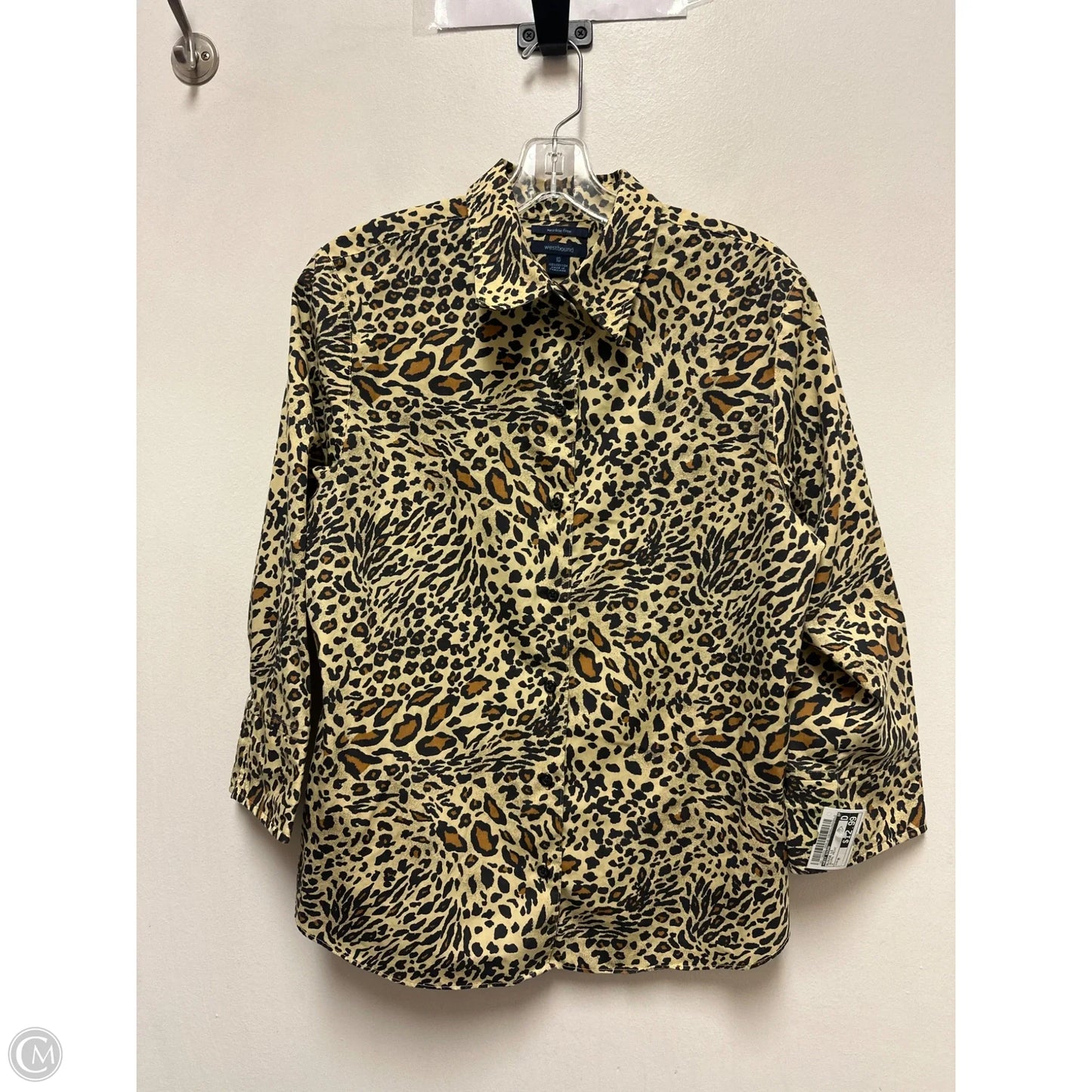 Blouse Long Sleeve By West Bound In Animal Print, Size: M