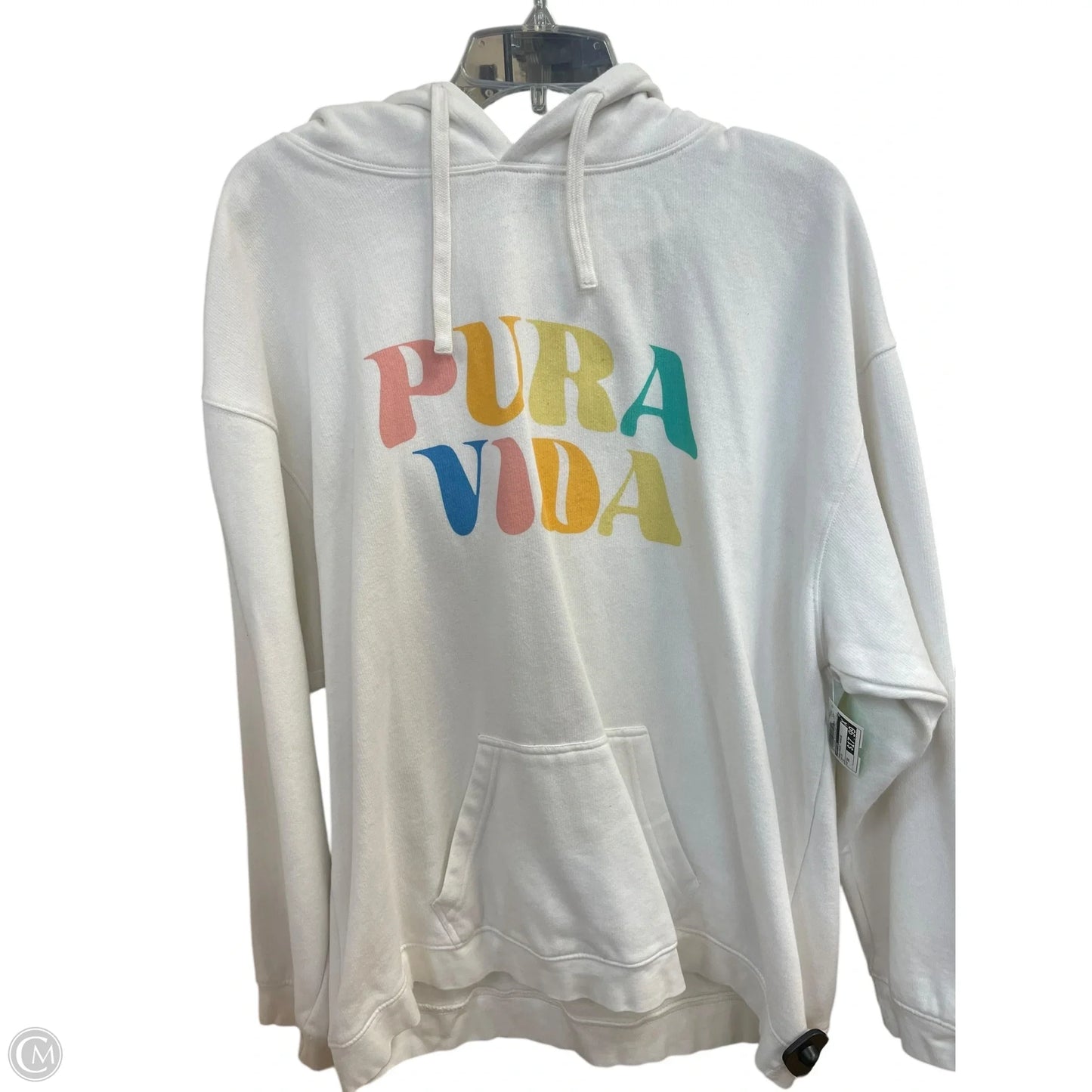 Sweatshirt Hoodie By Puravida In White, Size: 3x