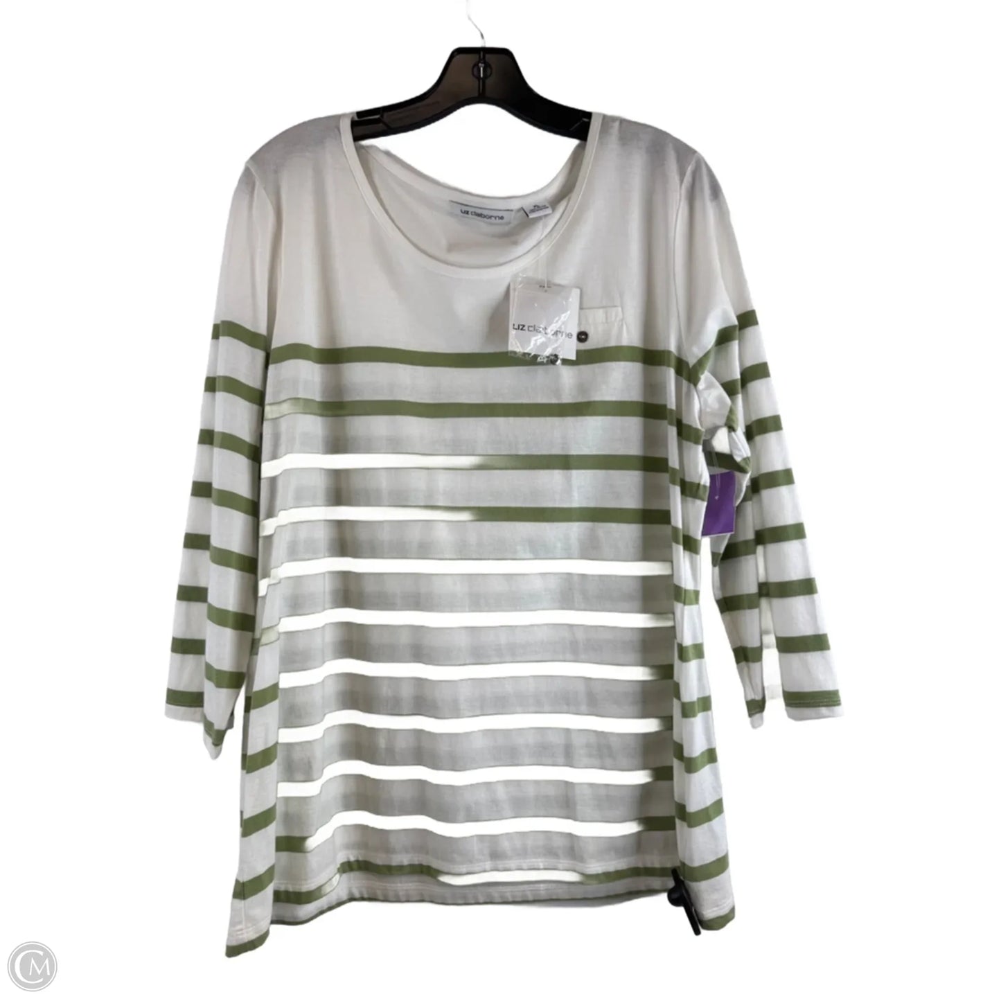Top Short Sleeve Basic By Liz Claiborne In Striped Pattern, Size: Xl