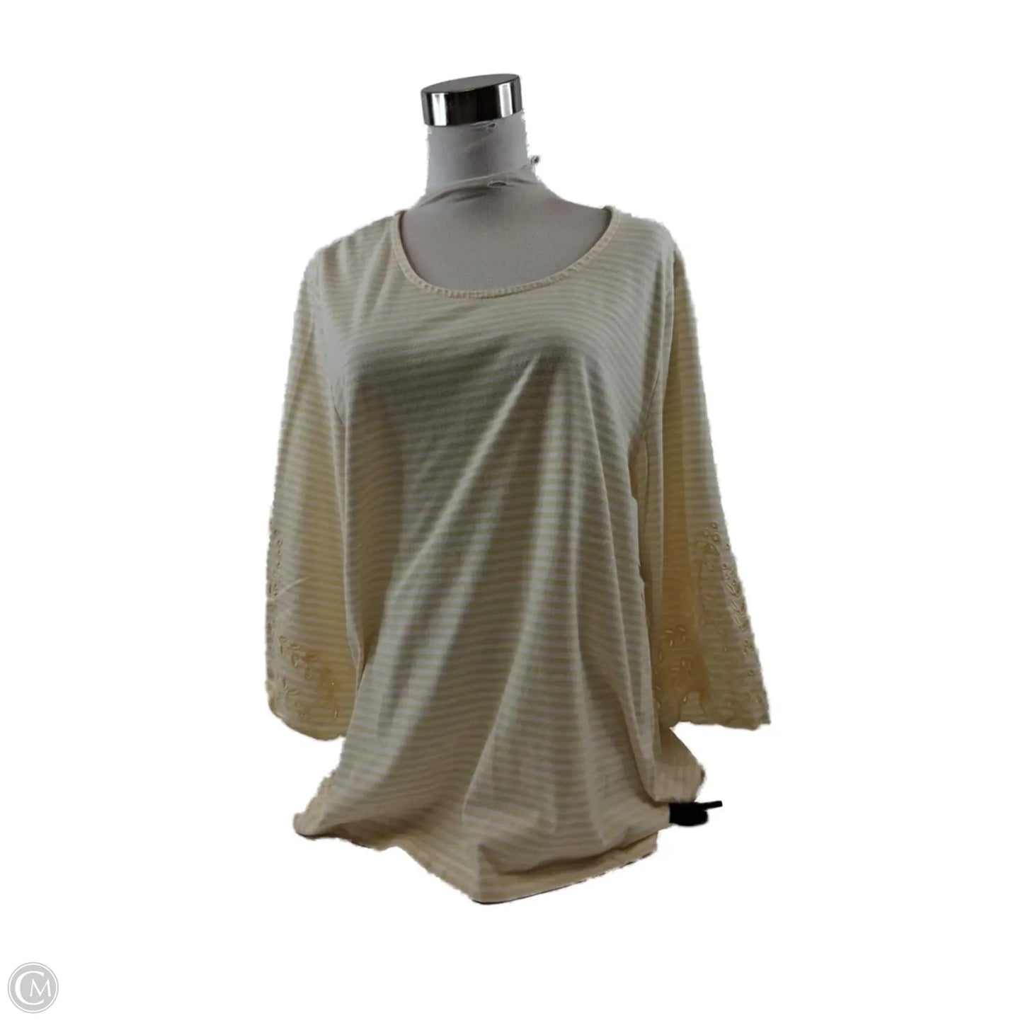 Top 3/4 Sleeve Basic By Cj Banks In Striped Pattern, Size: Xl