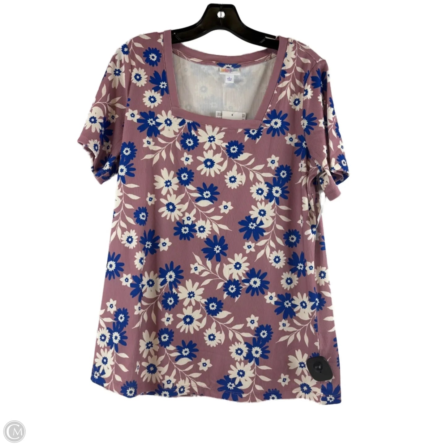Top Short Sleeve Basic By Lularoe In Blue & Purple, Size: L