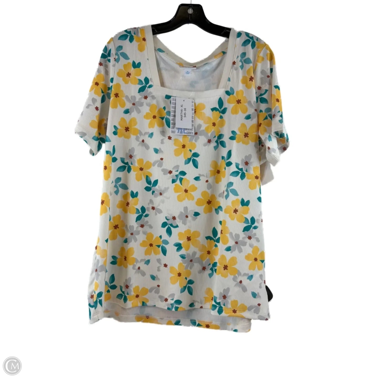 Top Short Sleeve Basic By Lularoe In Green & Yellow, Size: Xl