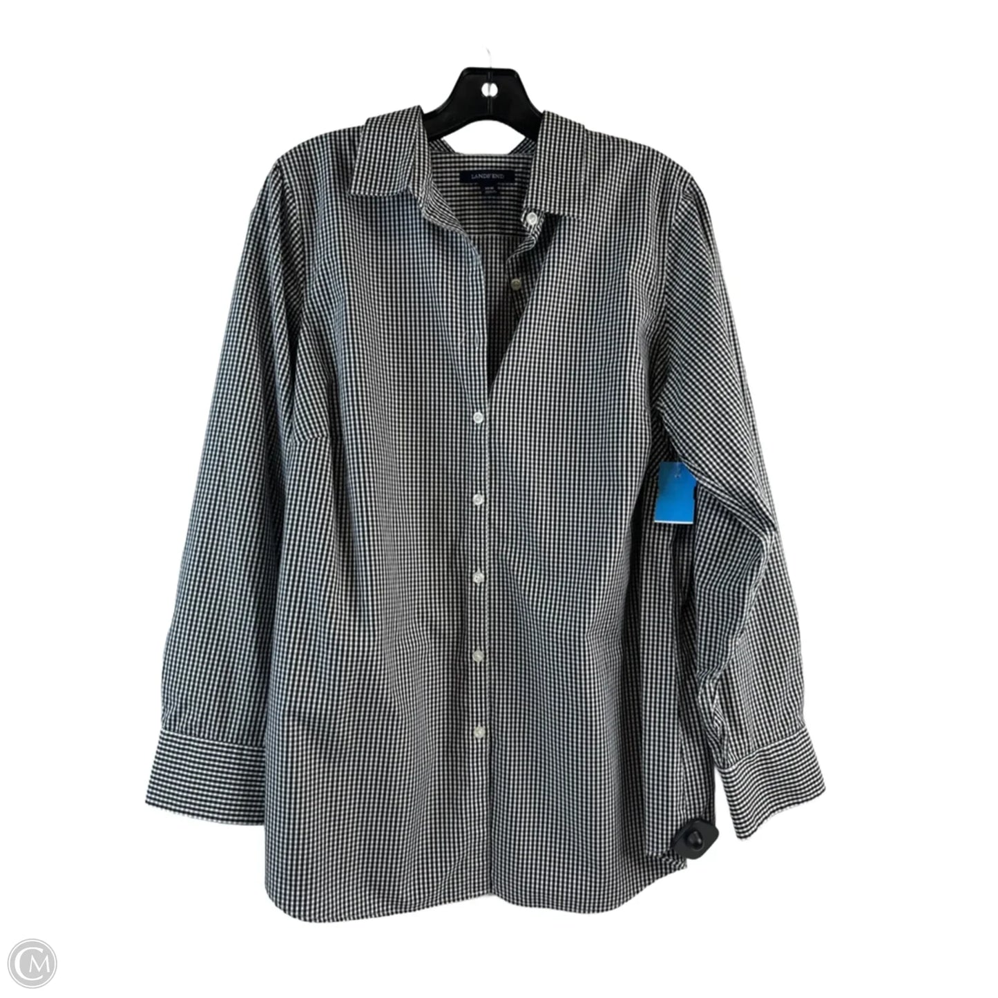 Top Long Sleeve By Lands End In Checkered Pattern, Size: 1x