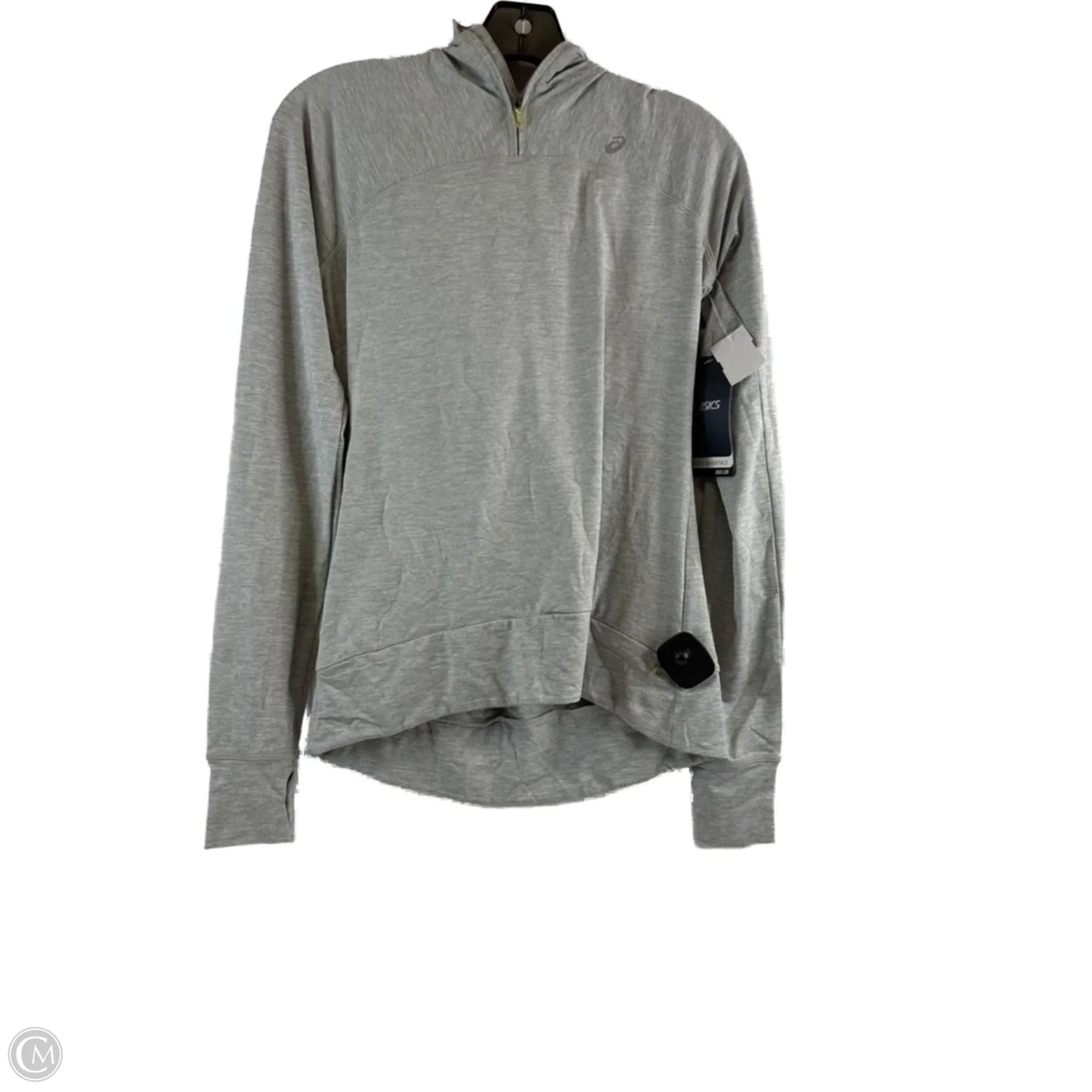 Athletic Top Long Sleeve Hoodie By Asics In Grey, Size: S