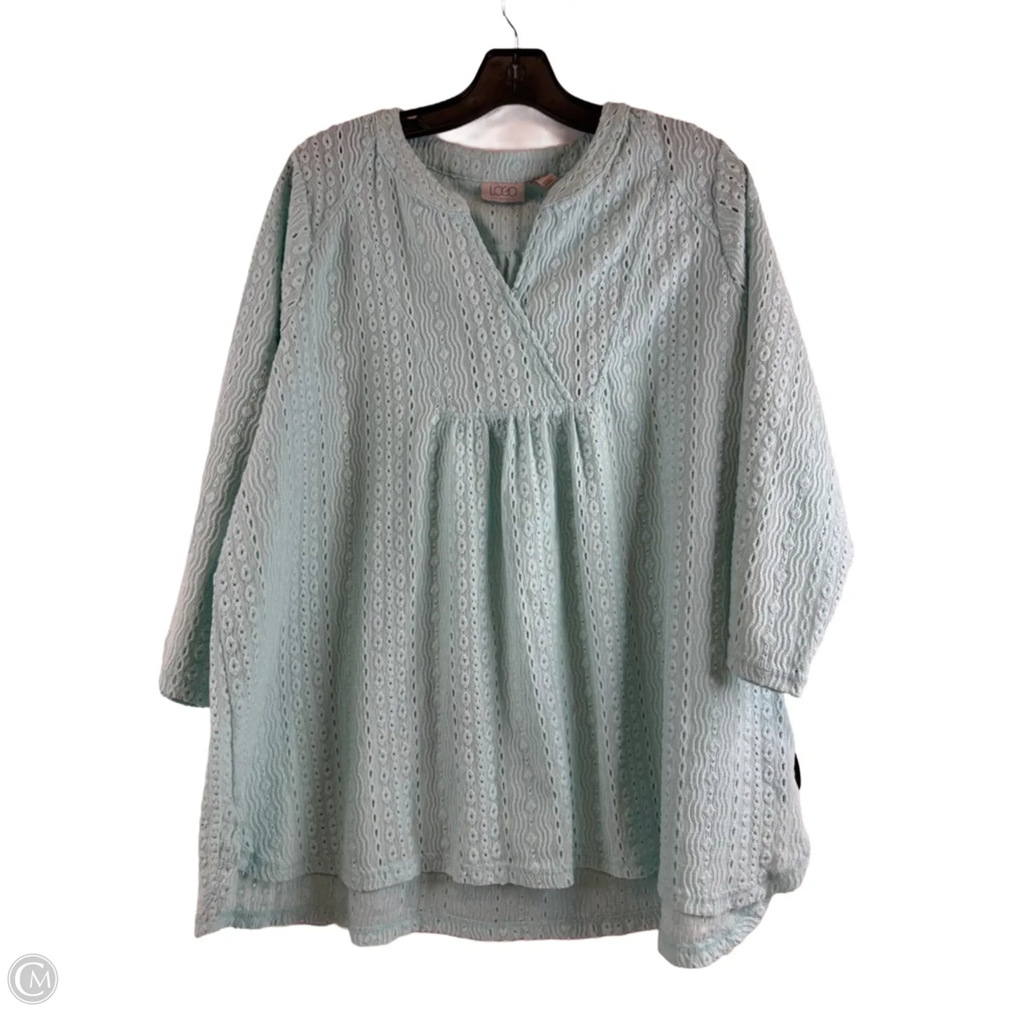 Top 3/4 Sleeve By Logo In Green, Size: 1x