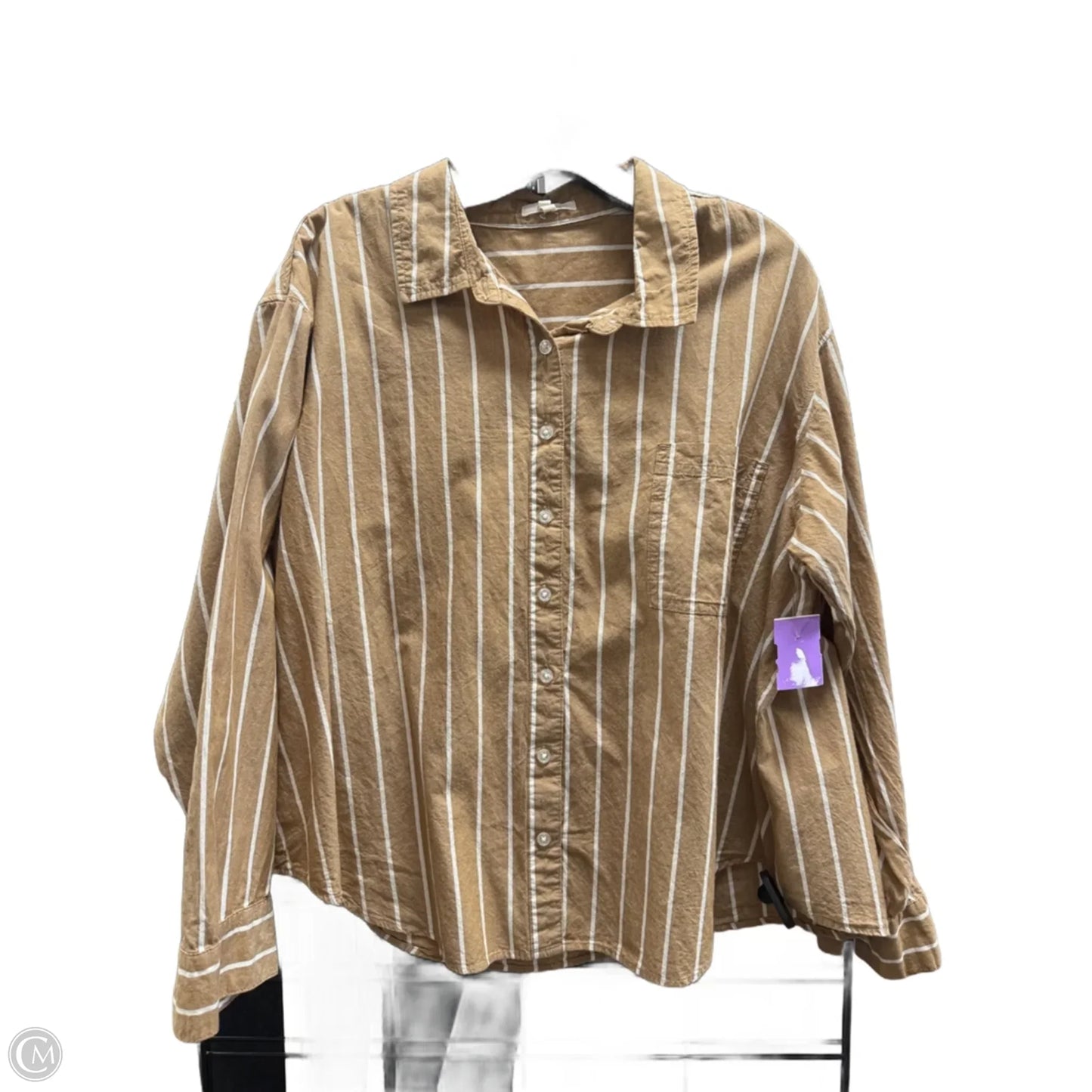 Top Long Sleeve By Maurices In Brown & Cream, Size: Xl