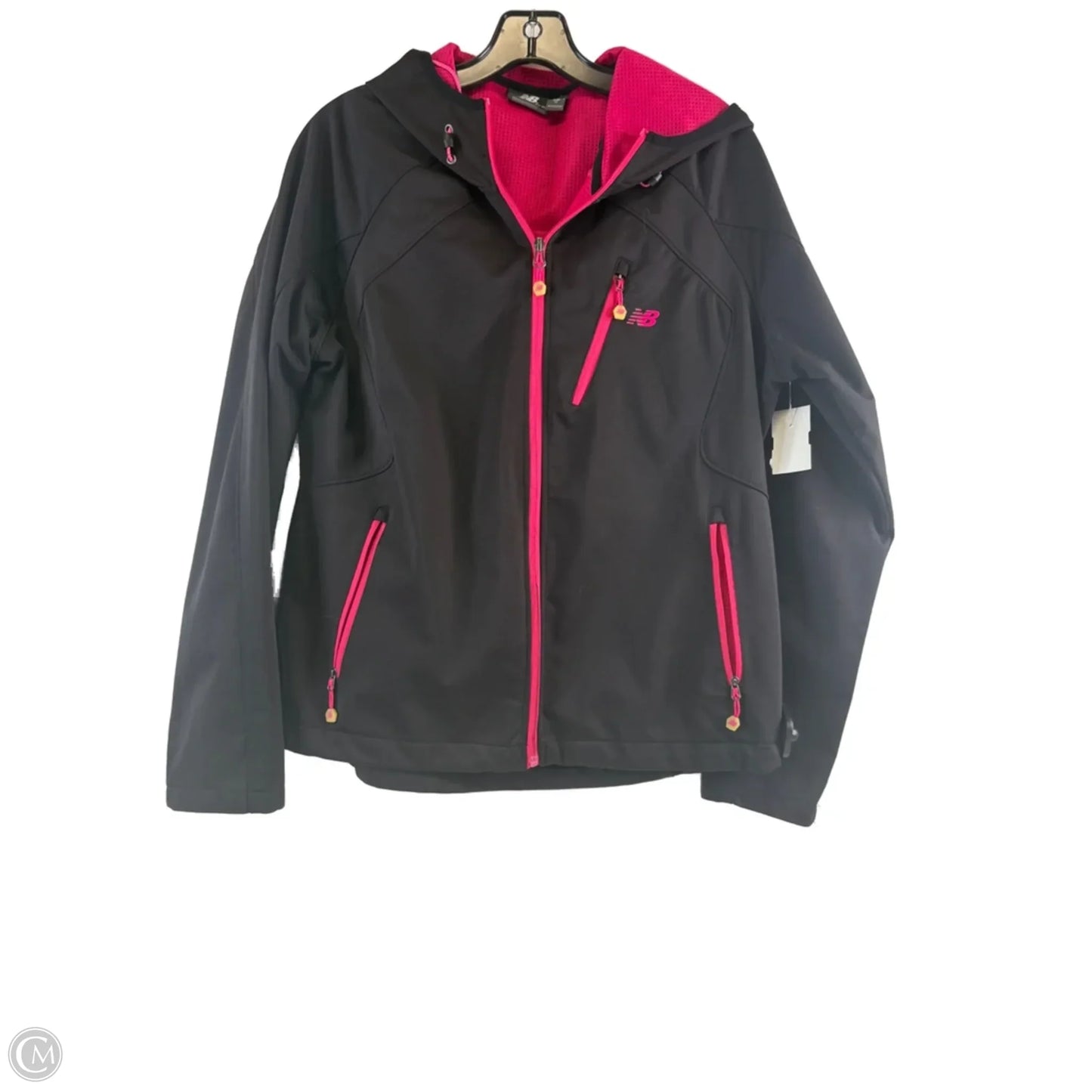 Jacket Windbreaker By New Balance In Black & Pink, Size: M