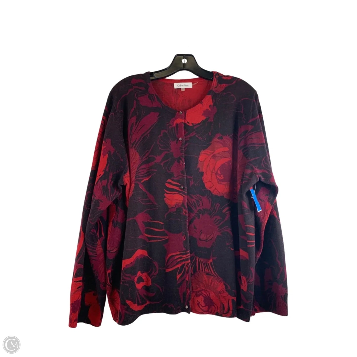 Cardigan By Calvin Klein In Black & Red, Size: 2x