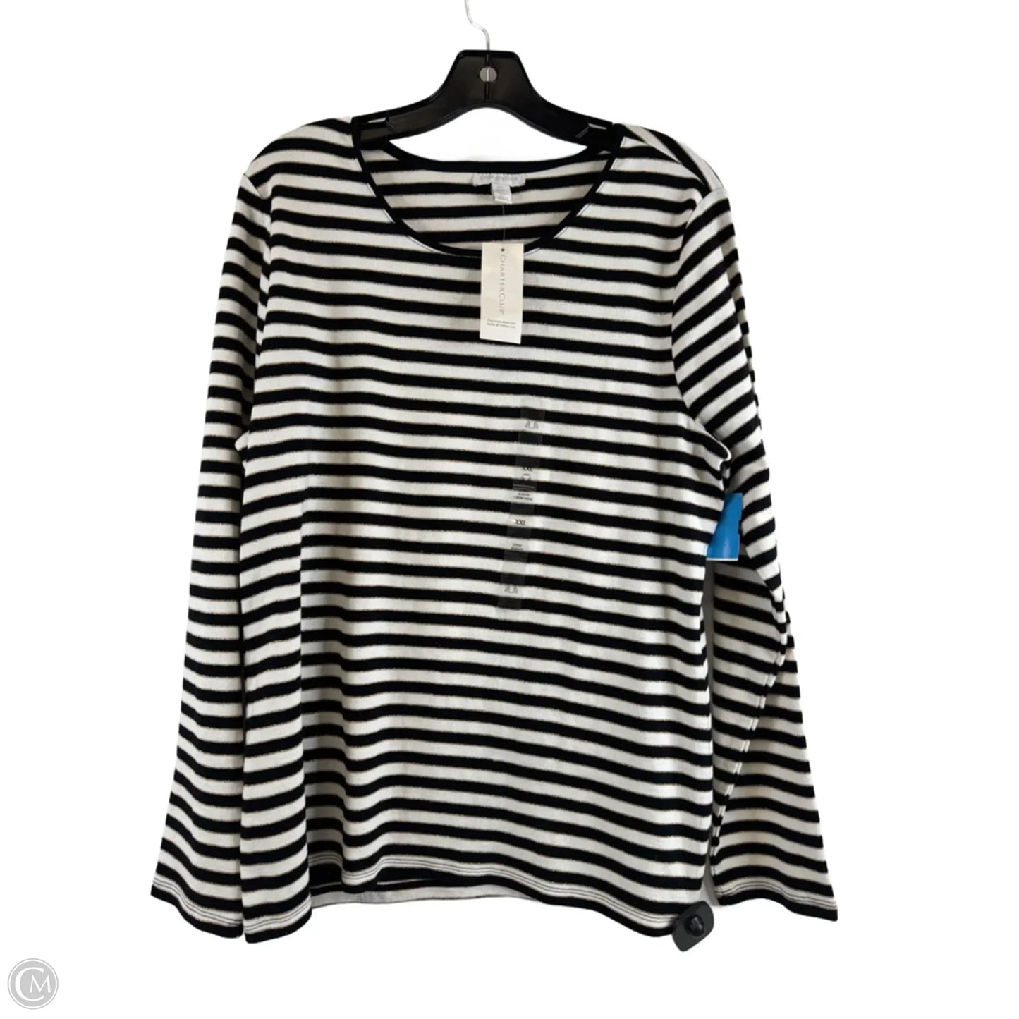 Top Long Sleeve Basic By Charter Club In Black & White, Size: Xxl