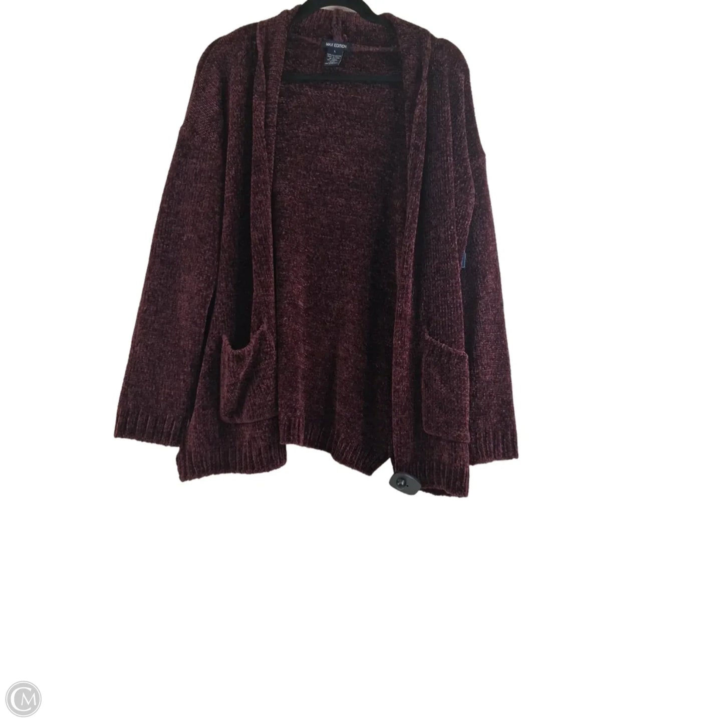 Sweater Cardigan By Max Edition In Maroon, Size: L