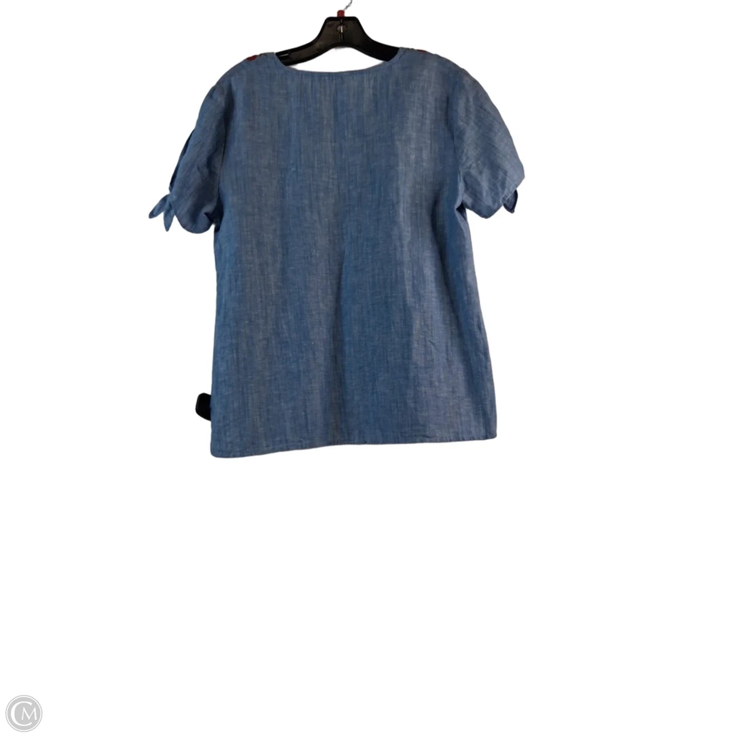 Top Short Sleeve Basic By Talbots In Blue & Red, Size: M