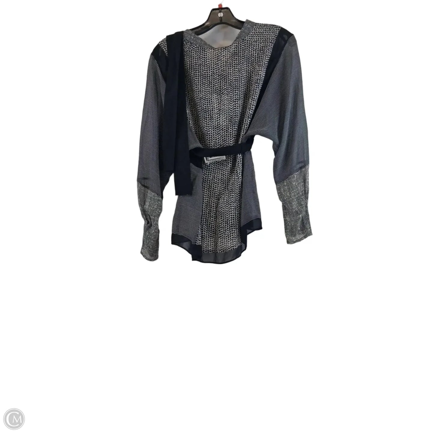 Top Long Sleeve By Reiss In Black & White, Size: M