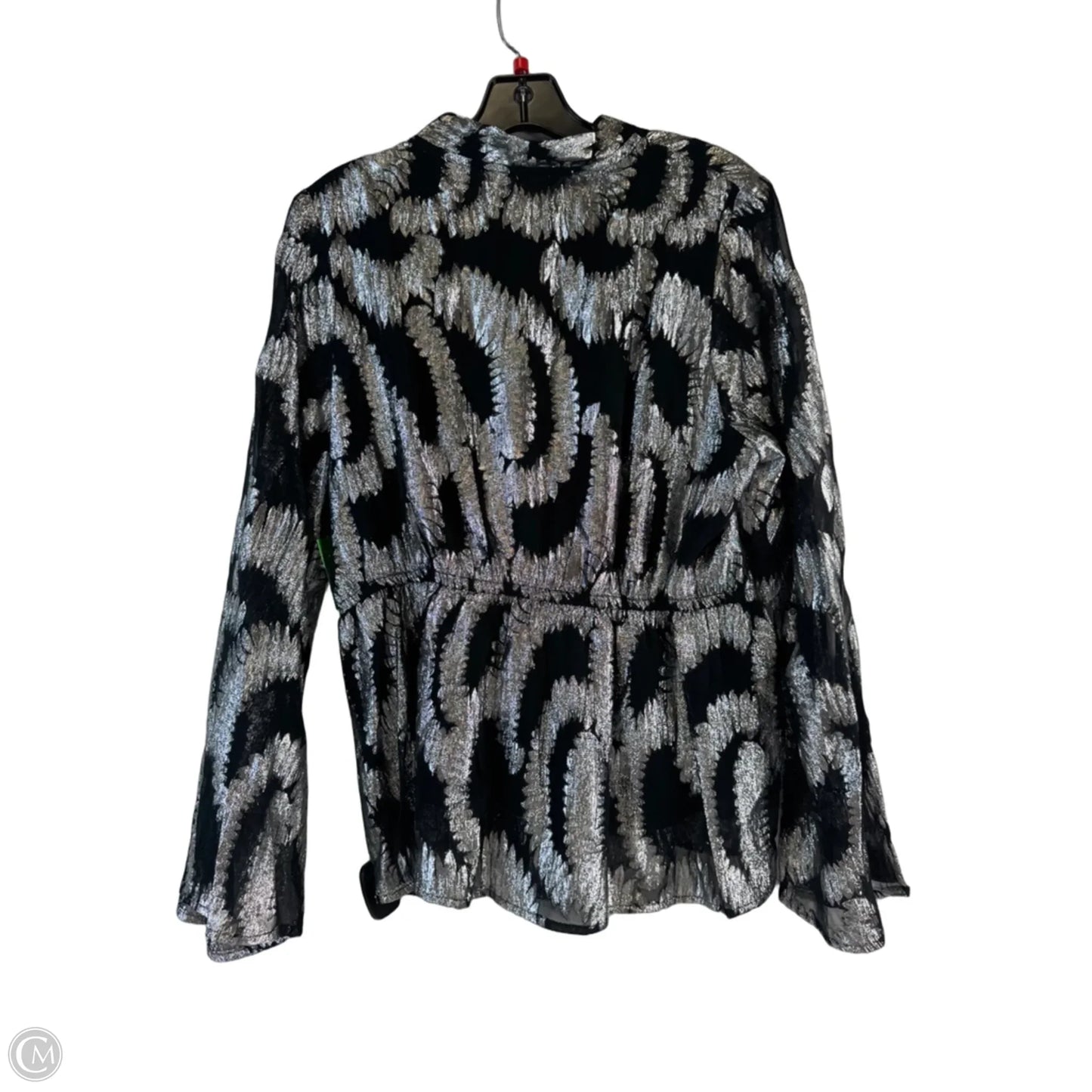 Top Long Sleeve By Kaktus In Black & Silver, Size: L