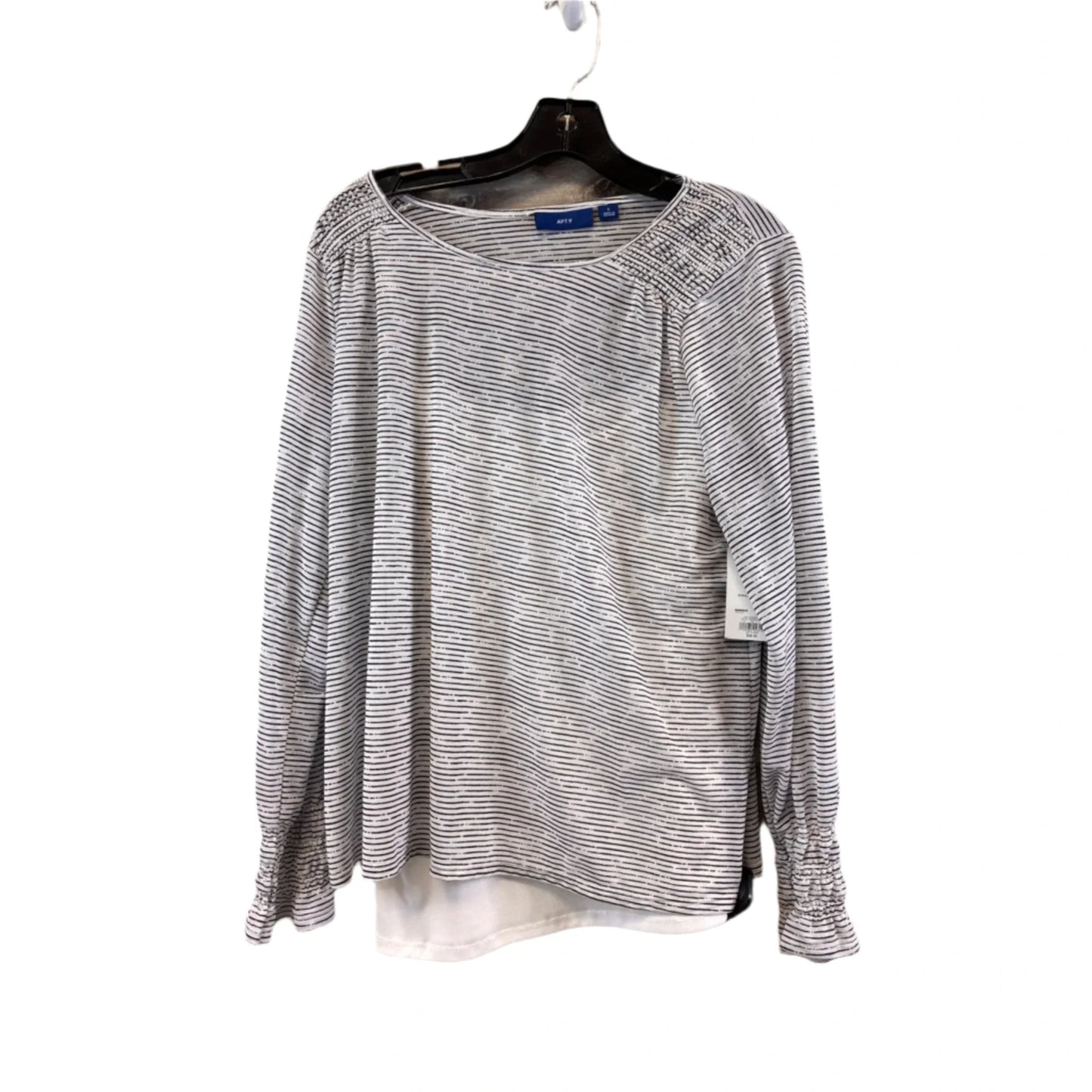 Top Long Sleeve By Apt 9 In Black & White, Size: L