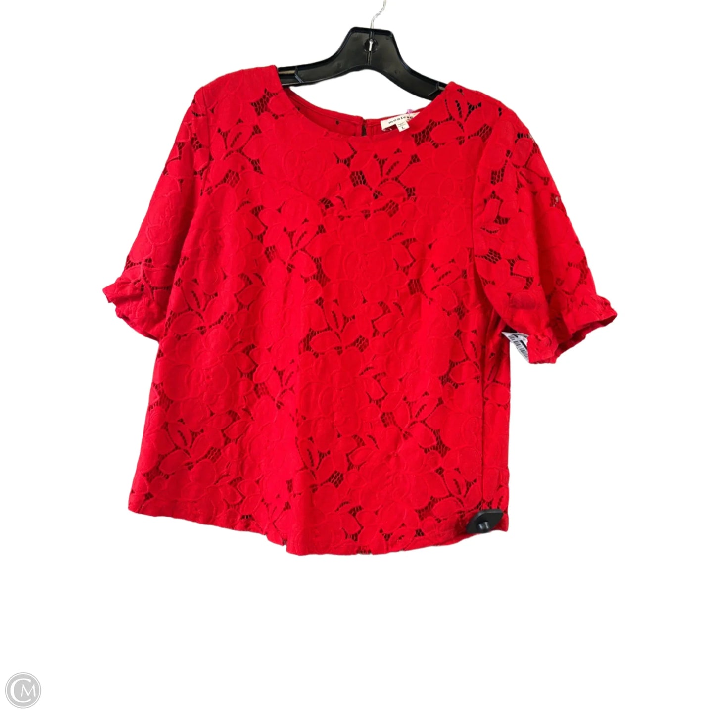 Top Short Sleeve By Monteau In Red, Size: L