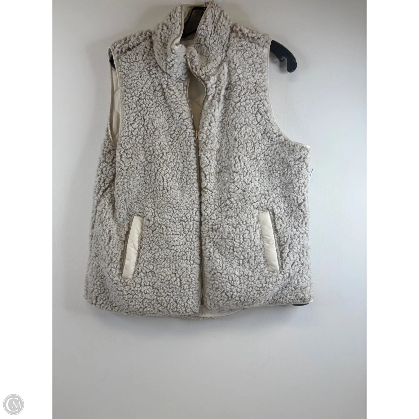 Vest Faux Fur & Sherpa By Clothes Mentor In Cream & Grey, Size: M