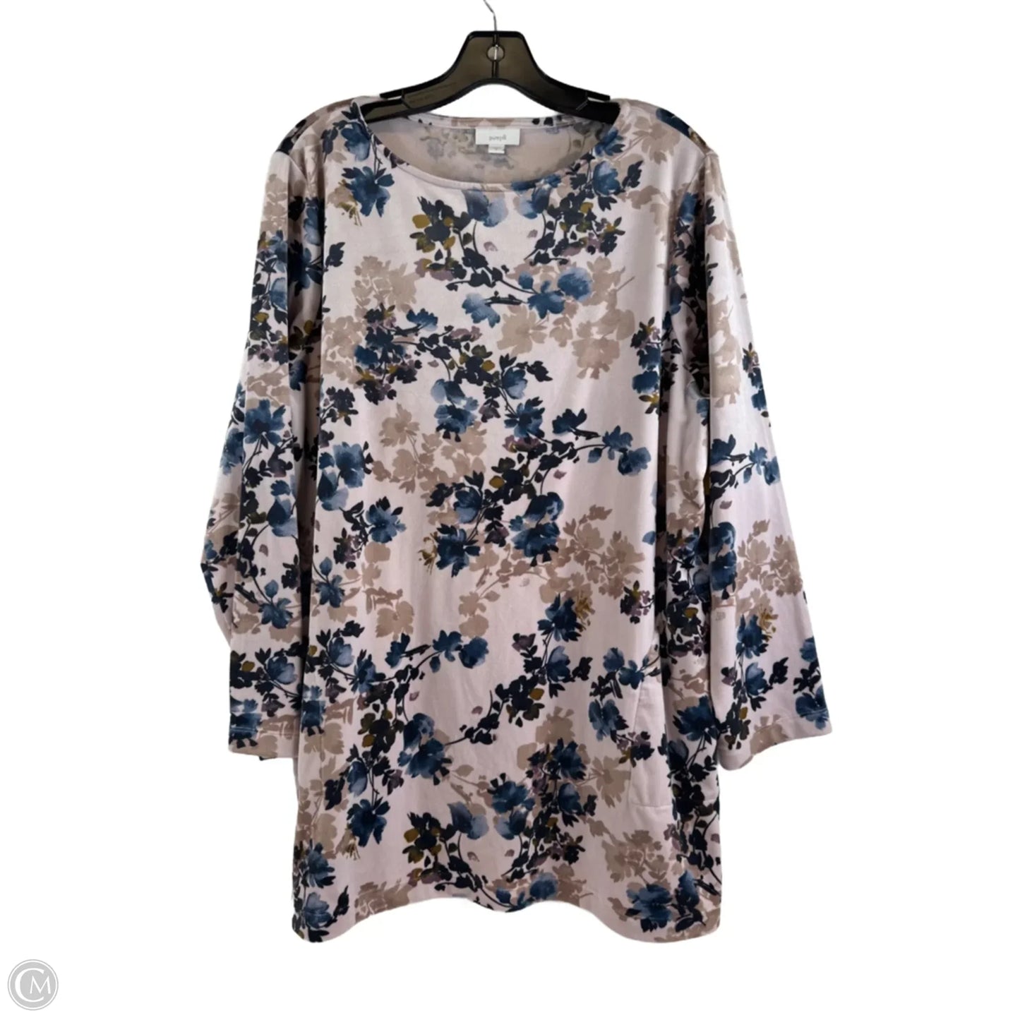 Top Long Sleeve By Pure Jill In Blue & Tan, Size: Xl