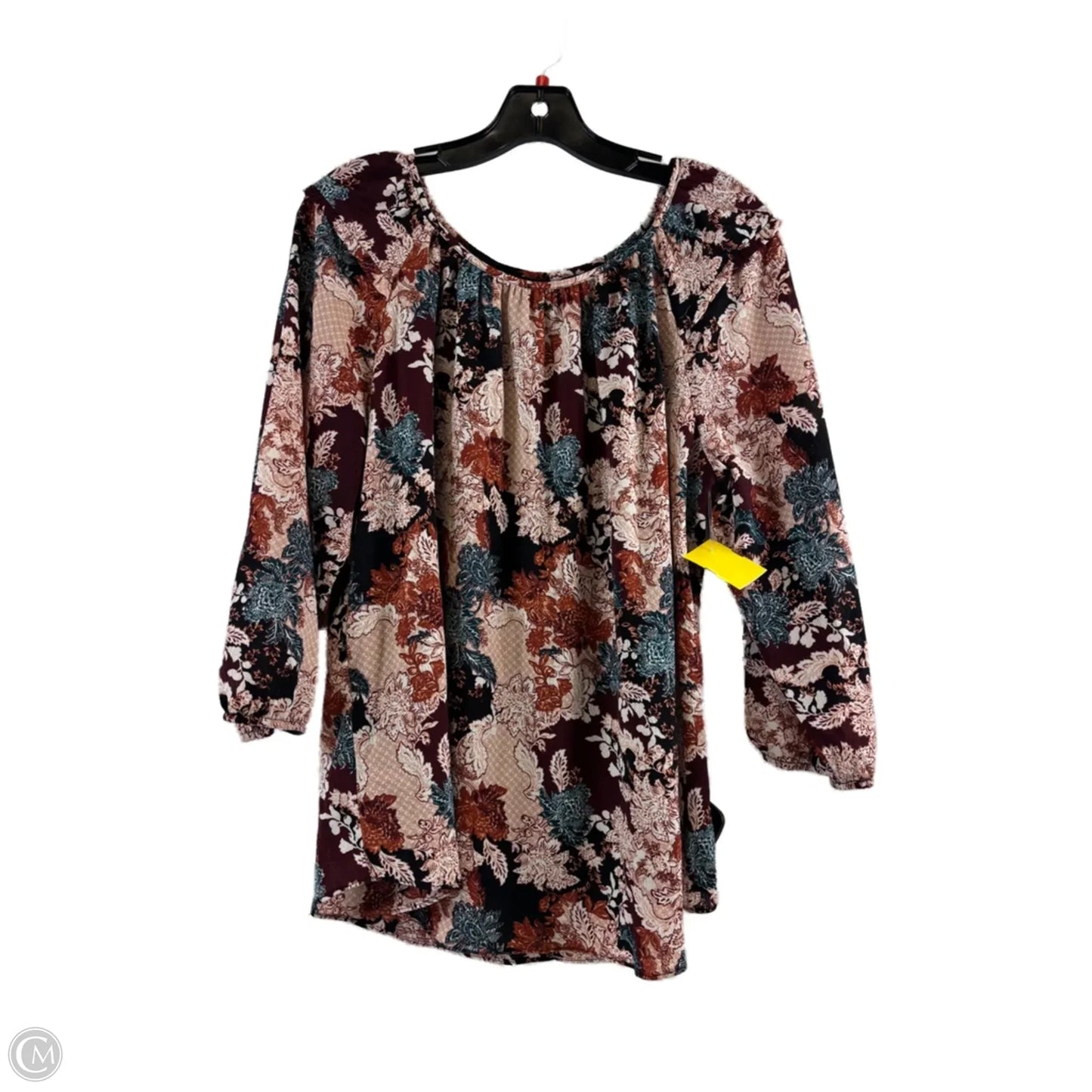 Top 3/4 Sleeve By Agb In Blue & Orange, Size: L