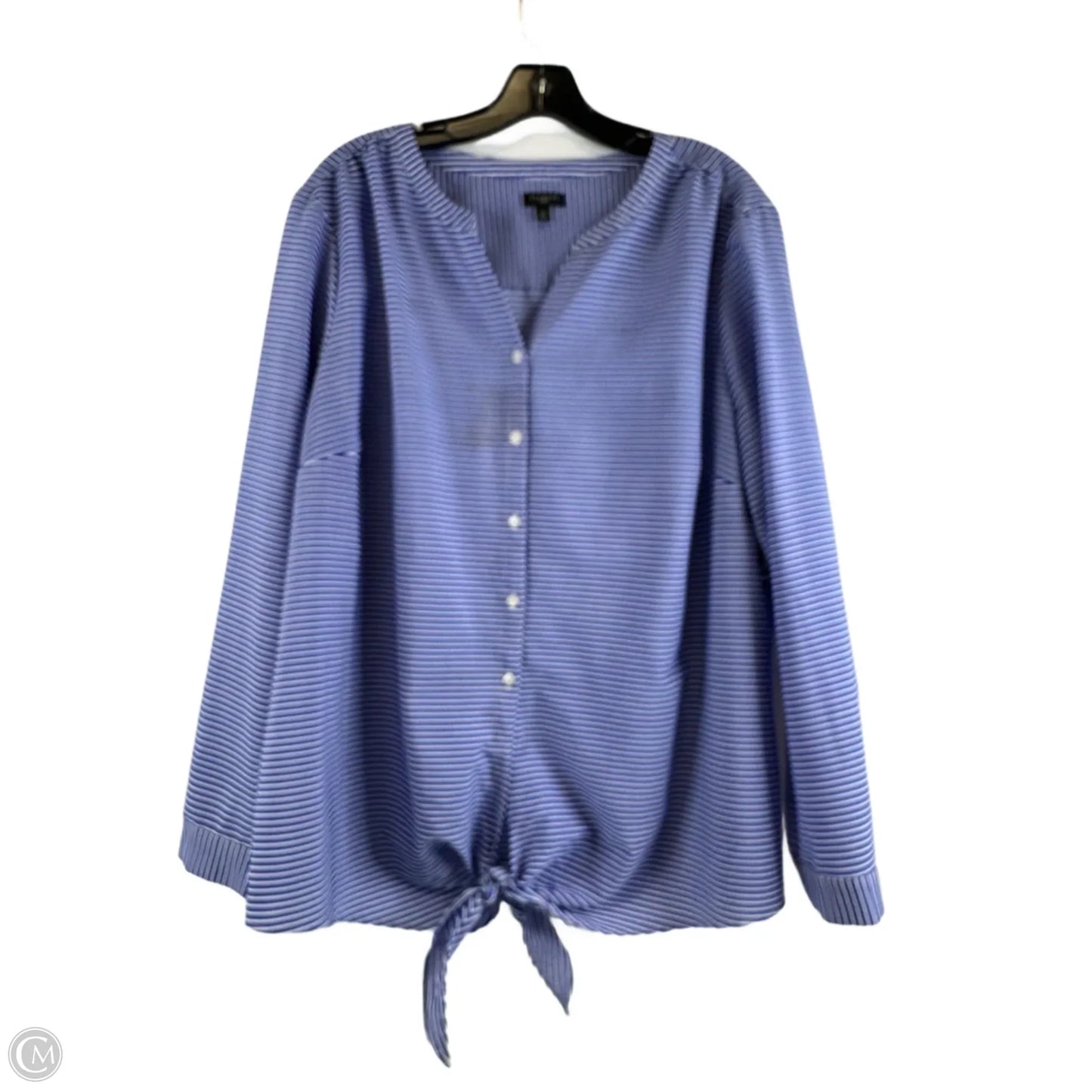 Top Long Sleeve Basic By Talbots In Blue & White, Size: 2x
